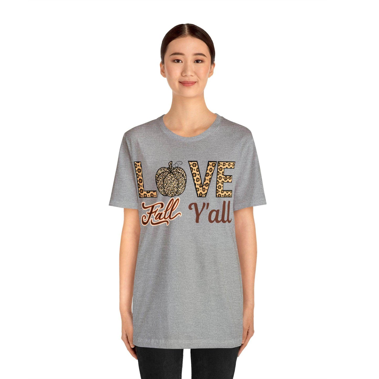 Leopard Print Love Fall Y'all Shirt, Pumpkin Shirt, Fall Shirt for Fall Lovers, Fall Gift - Giftsmojo