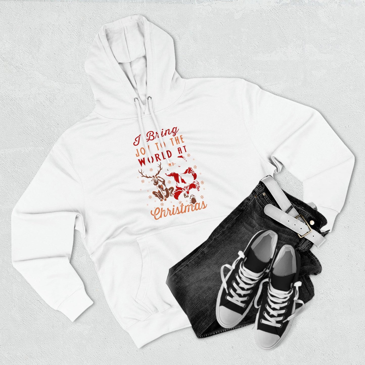 I bring Joy to the World at Christmas Unisex Premium Pullover Hoodie - Giftsmojo