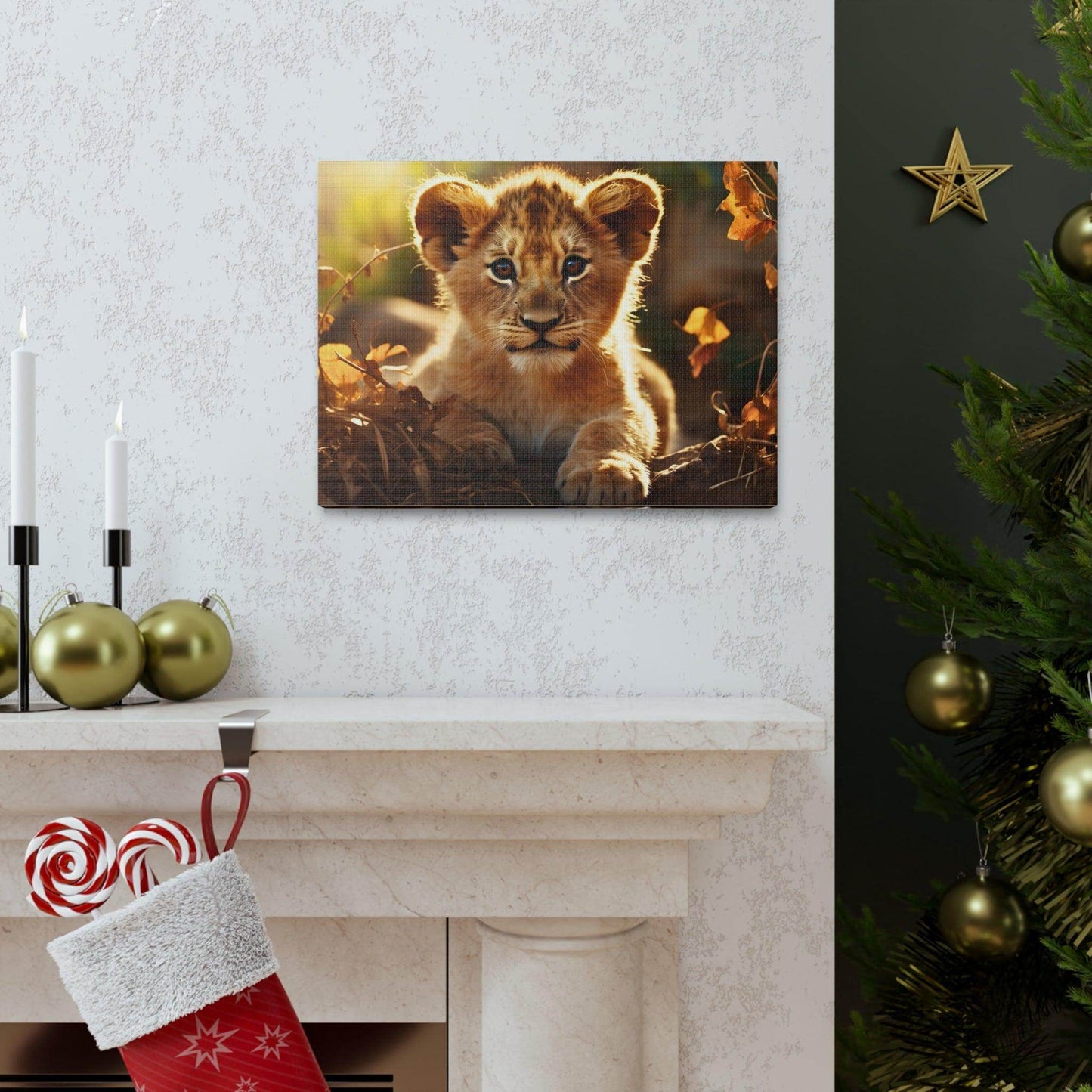 Baby Lion Cub Print Animal Nature Art Safari Nursery Canvas Gallery Wraps Baby Lion Print Large Canvas Art Animal Wall Art Lover Gift - Giftsmojo