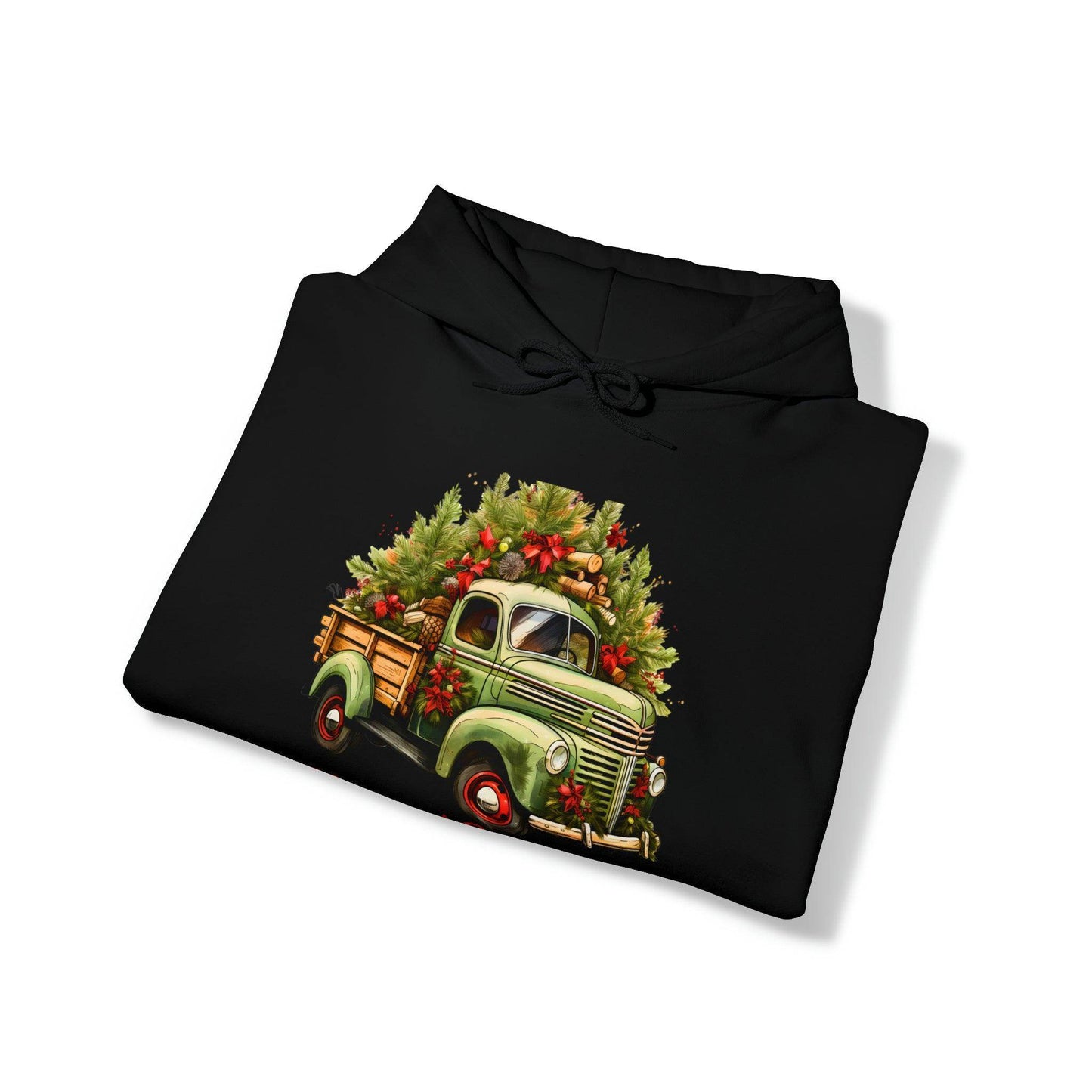 Christmas Tree Truck Hooded Sweatshirt Christmas Truck Sweatshirt Christmas Sweater Truck Pullover Christmas Tree Sweat Pine Tree Pullover - Giftsmojo