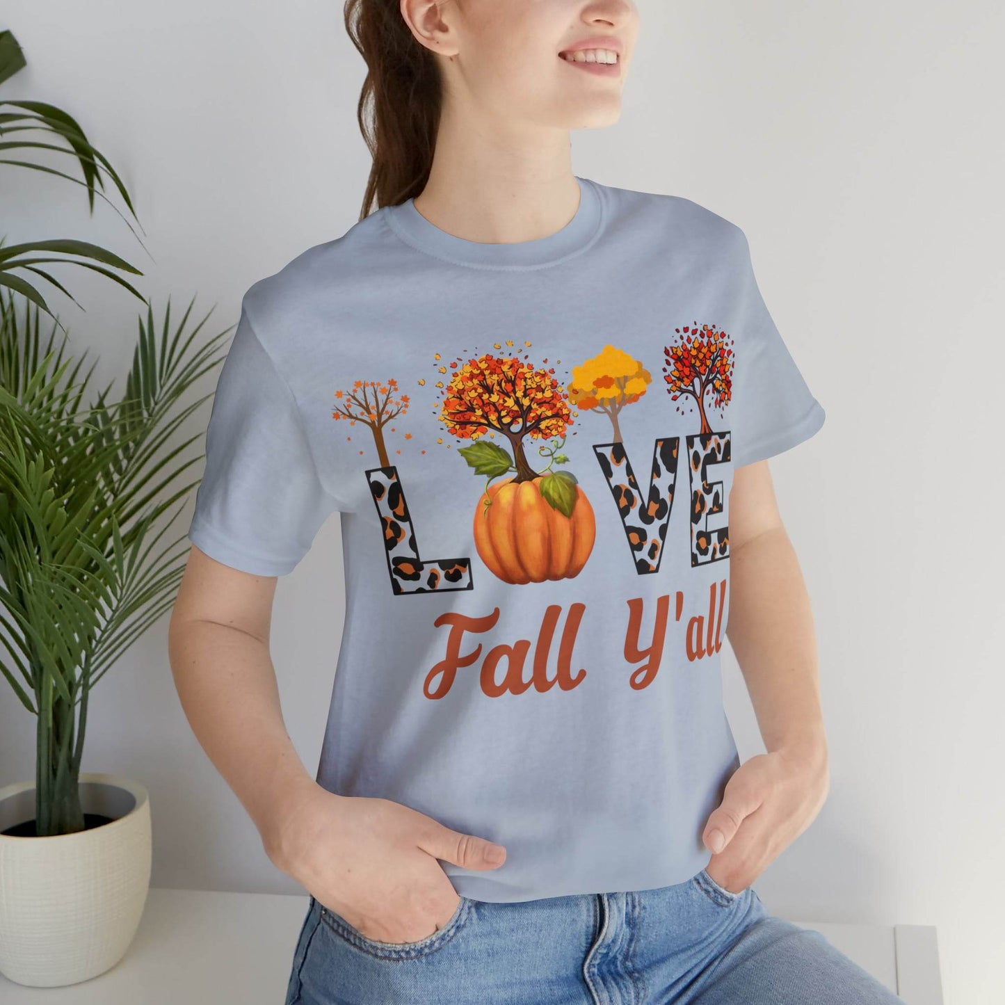 Leopard Print Love Fall Y'all, Fall shirt, Fall lover gift, Nature lover gift. - Giftsmojo