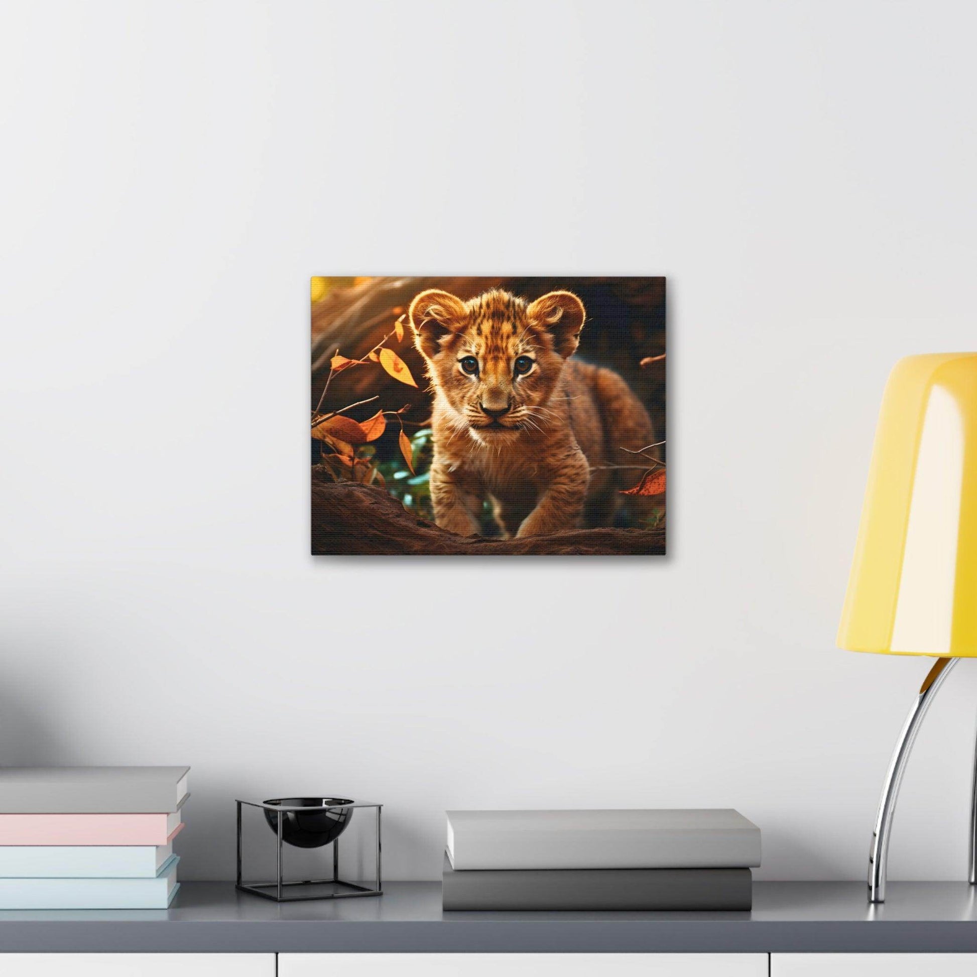 Baby Lion Cub Print Animal Nature Art Safari Nursery Canvas Gallery Wraps Baby Lion Print Large Canvas Art Animal Wall Art Lover Gift - Giftsmojo