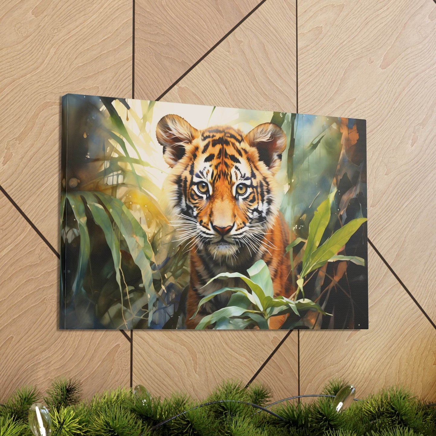 Watercolor Baby Tiger In Nature Art Canvas Gallery Wraps Tiger Print Large Canvas Art Animal Wall Art minimalist Wall Art Lover Gift - Giftsmojo