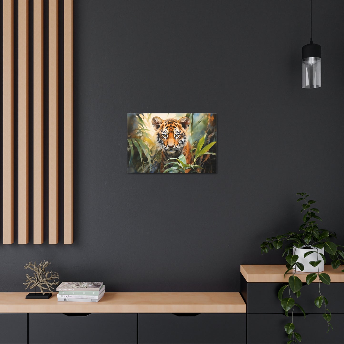 Watercolor Baby Tiger In Nature Art Canvas Gallery Wraps Tiger Print Large Canvas Art Animal Wall Art minimalist Wall Art Lover Gift