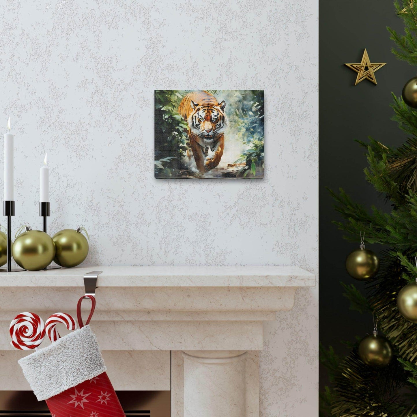 Watercolor Tiger In Nature Art Canvas Gallery Wraps Tiger Print Large Canvas Art Animal Wall Art minimalist Wall Art Lover Gift - Giftsmojo