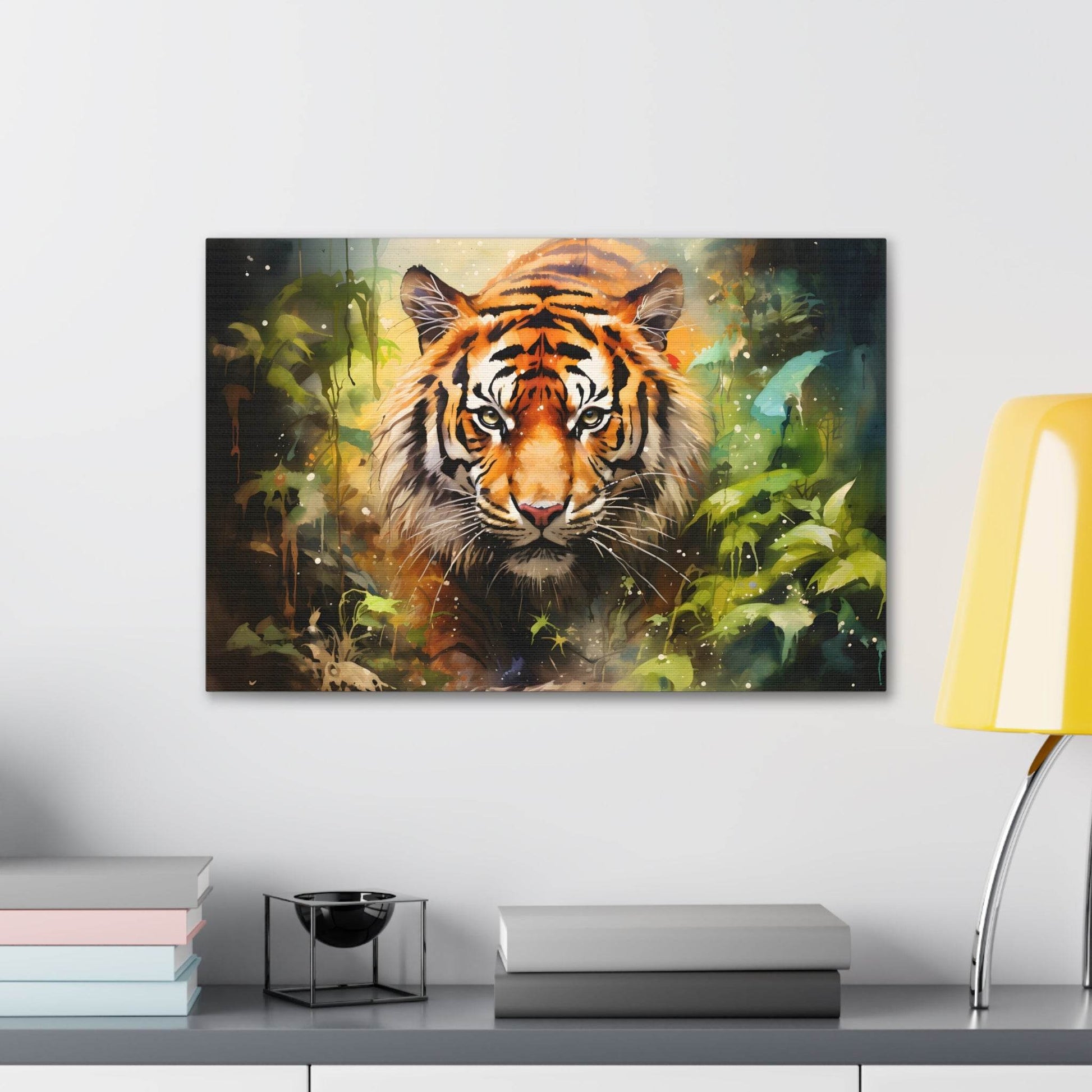 Watercolor Tiger In Nature Art Canvas Gallery Wraps Tiger Print Large Canvas Art Animal Wall Art minimalist Wall Art Lover Gift - Giftsmojo