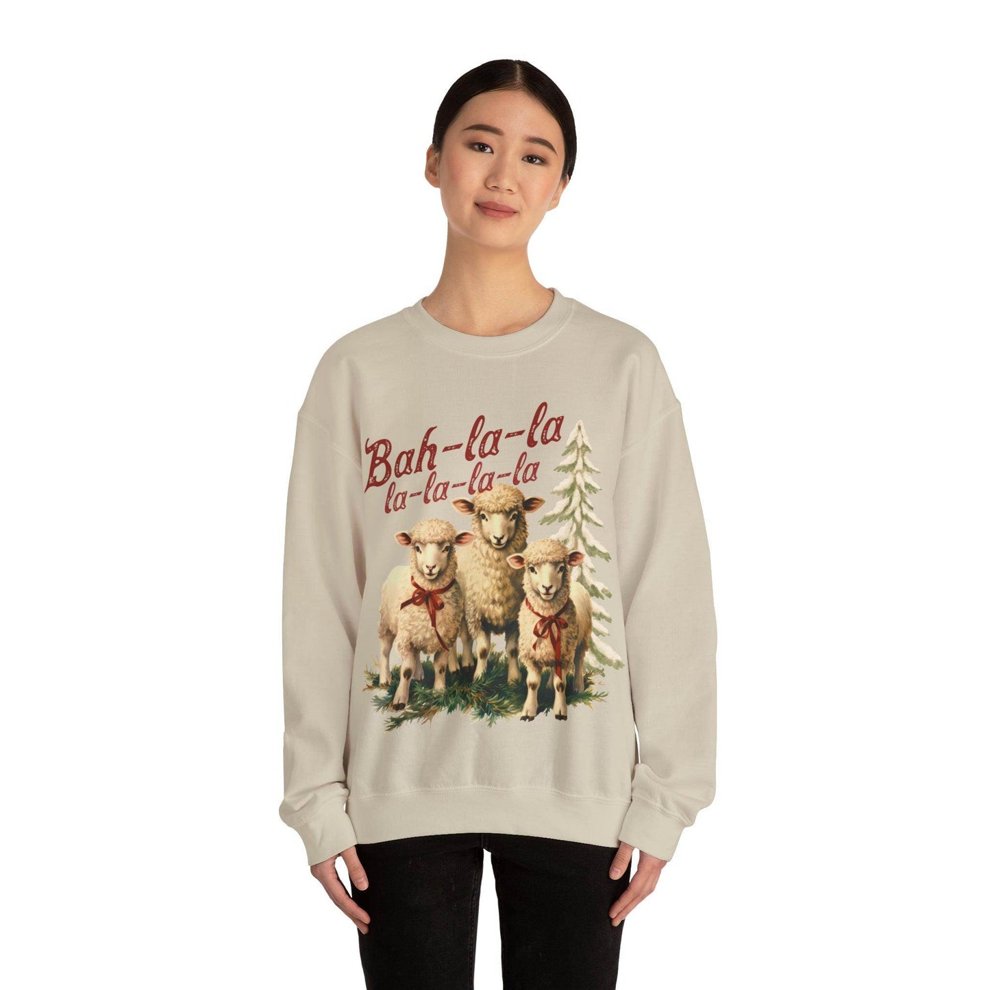 Funny Christmas Sweatshirt Christmas On The Farm Sweatshirt Christmas Sheep Sweatshirt Christmas Sweater Trendy Christmas Shirt Bah-la-la-la-la - Giftsmojo