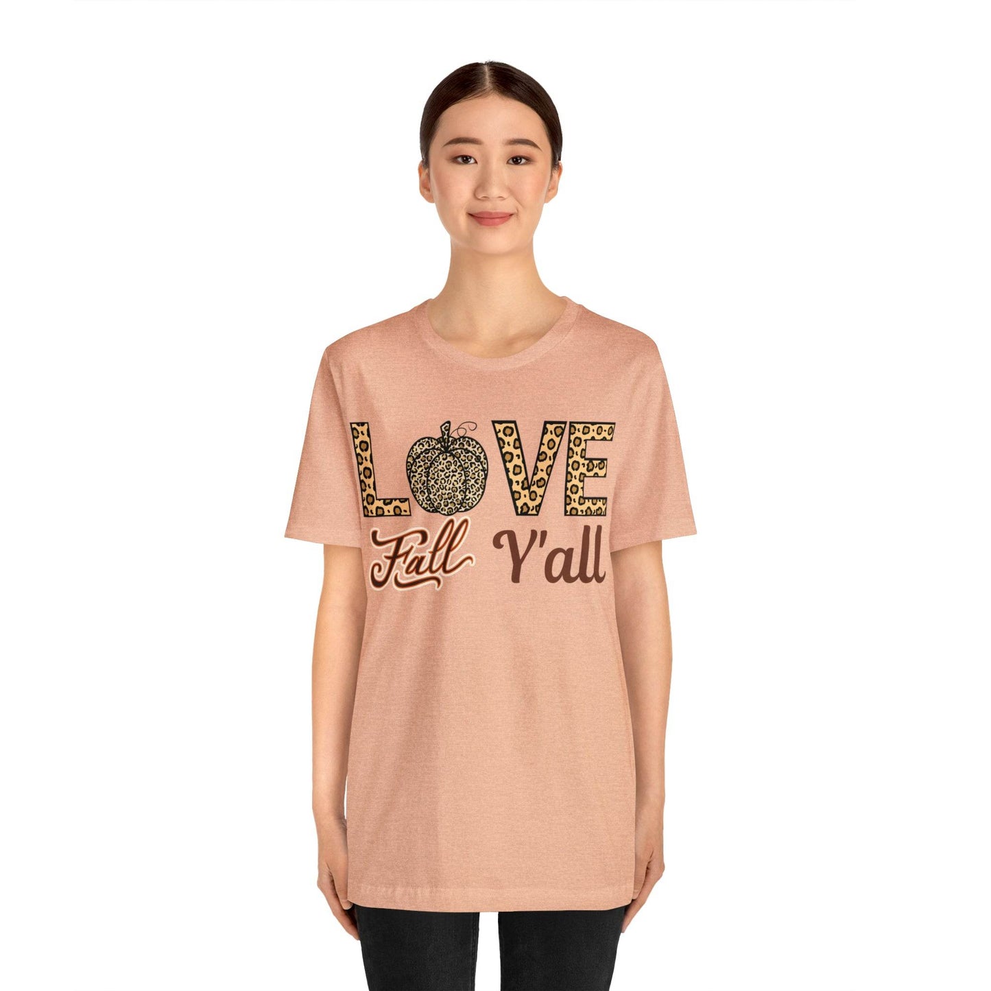 Leopard Print Love Fall Y'all Shirt, Pumpkin Shirt, Fall Shirt for Fall Lovers, Fall Gift - Giftsmojo
