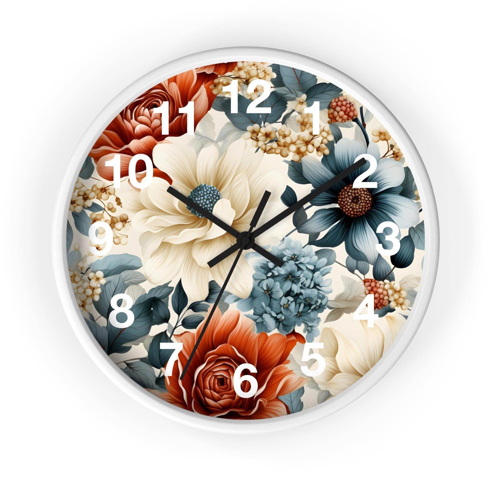 Wild Flower Wall Clock Floral Wall Clock Kids Room Home Decor New Home Gift House Warming Gift for New Home Owner, Dorm Room Clock Collage Student Clock - Giftsmojo