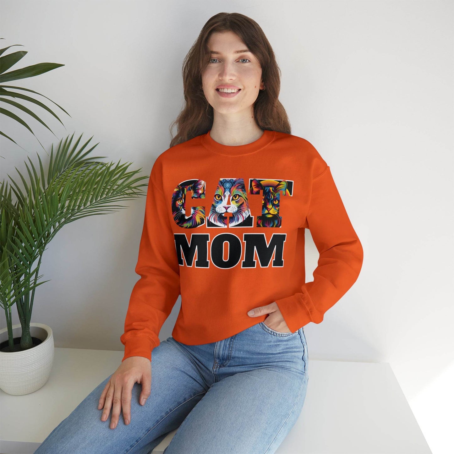 Cat Mom Sweatshirt Cat Sweatshirt Cat Crewneck Sweatshirt Cat Mom Gift Cat Lover Gift Cat Mama Shirt Cat Lover Sweater Animal Lover Gift - Giftsmojo