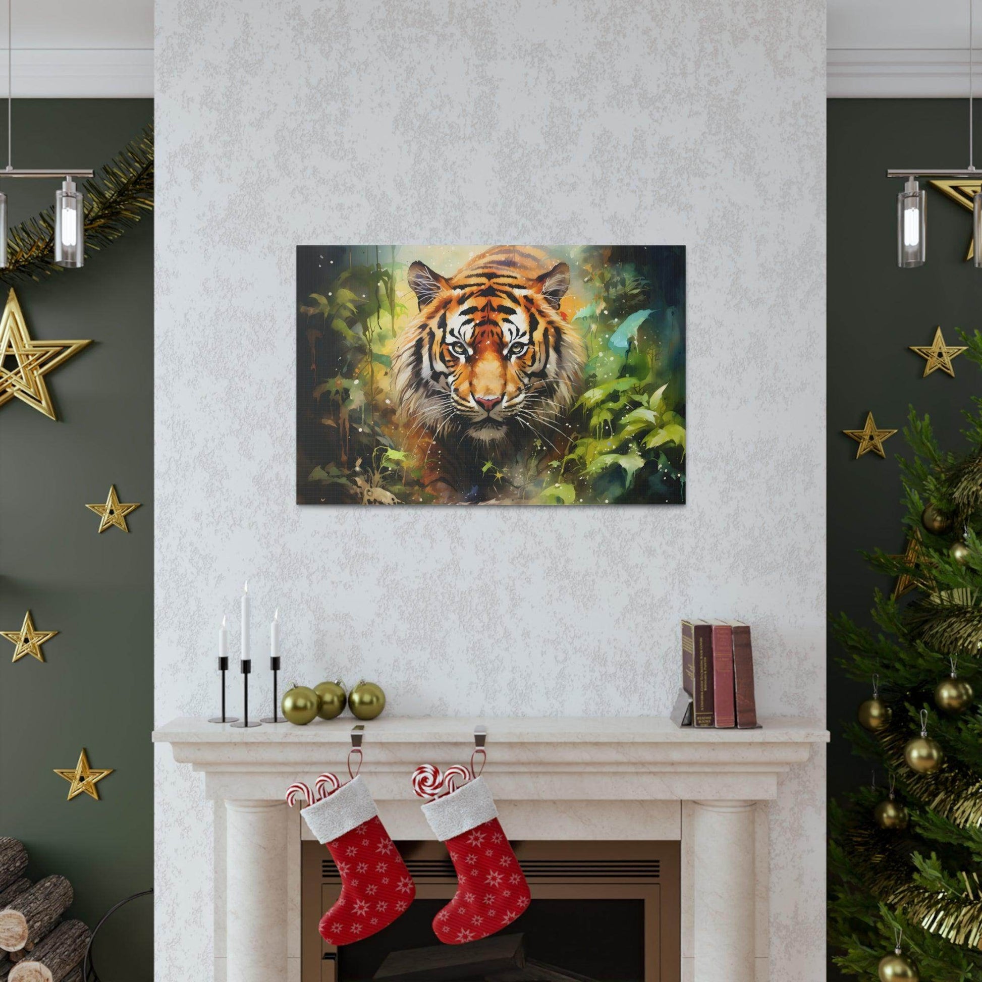 Watercolor Tiger In Nature Art Canvas Gallery Wraps Tiger Print Large Canvas Art Animal Wall Art minimalist Wall Art Lover Gift - Giftsmojo