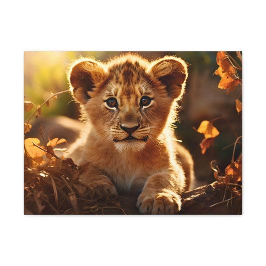 Baby Lion Cub Print Animal Nature Art Safari Nursery Canvas Gallery Wraps Baby Lion Print Large Canvas Art Animal Wall Art Lover Gift - Giftsmojo