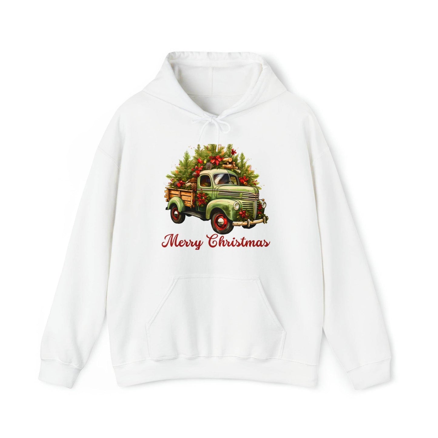 Christmas Tree Truck Hooded Sweatshirt Christmas Truck Sweatshirt Christmas Sweater Truck Pullover Christmas Tree Sweat Pine Tree Pullover - Giftsmojo