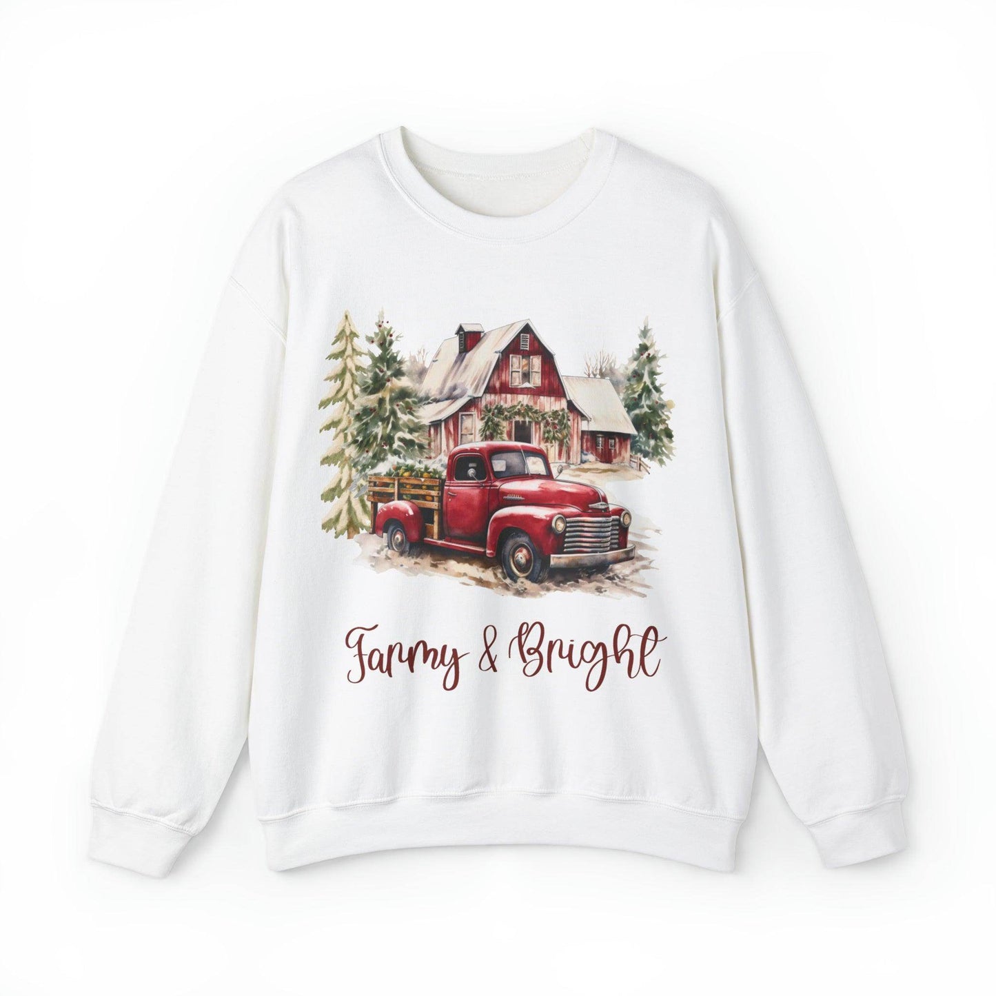 May Your Day Be Farmy And Bright Christmas Sweatshirt Christmas on The Farm Sweatshirt Christmas Farm Sweatshirt Christmas Sweater Trendy Christmas Shirt Farmers - Giftsmojo