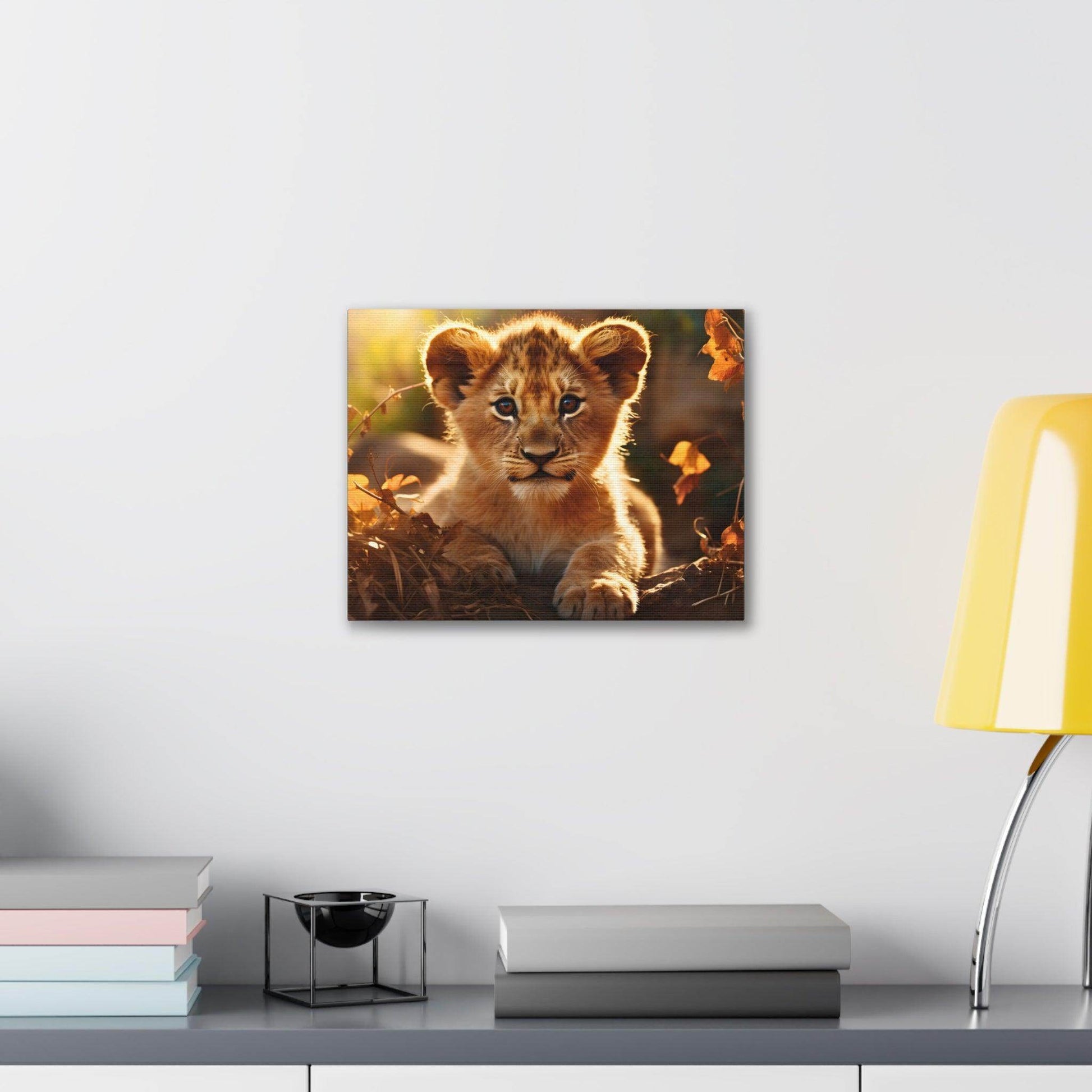 Baby Lion Cub Print Animal Nature Art Safari Nursery Canvas Gallery Wraps Baby Lion Print Large Canvas Art Animal Wall Art Lover Gift - Giftsmojo