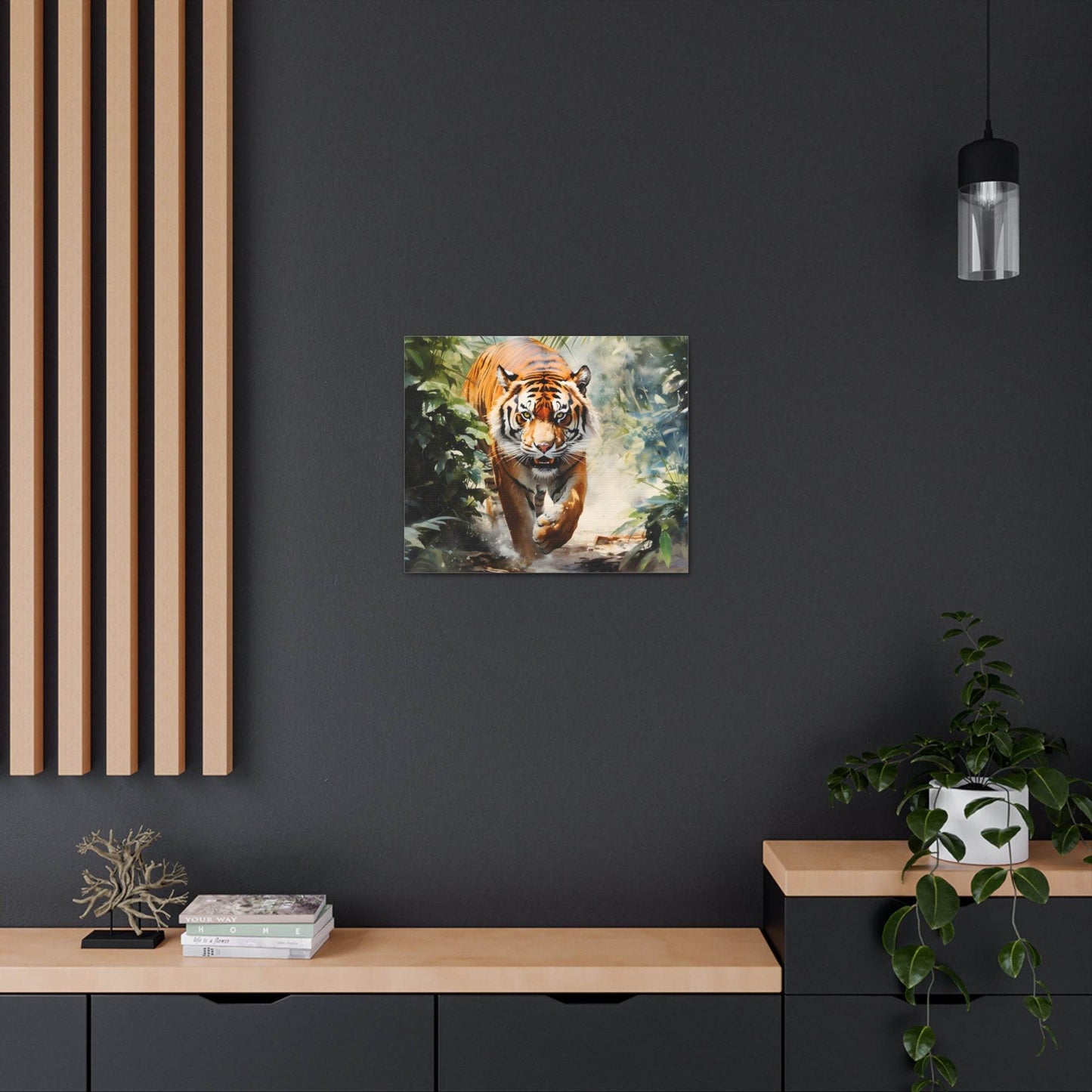 Watercolor Tiger In Nature Art Canvas Gallery Wraps Tiger Print Large Canvas Art Animal Wall Art minimalist Wall Art Lover Gift - Giftsmojo