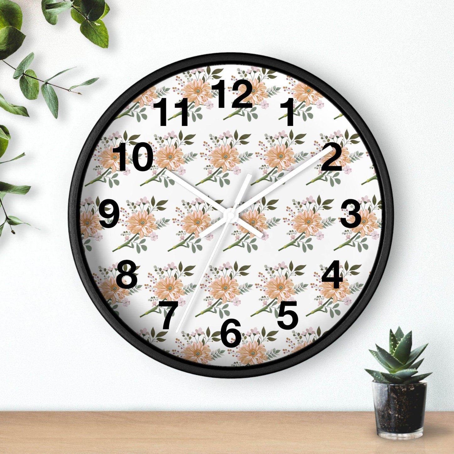 Flower wall clock, Wall clock. Floral Wall Clock, Home decor gift, House Warming gift, unique Gift, Mom gift - Giftsmojo
