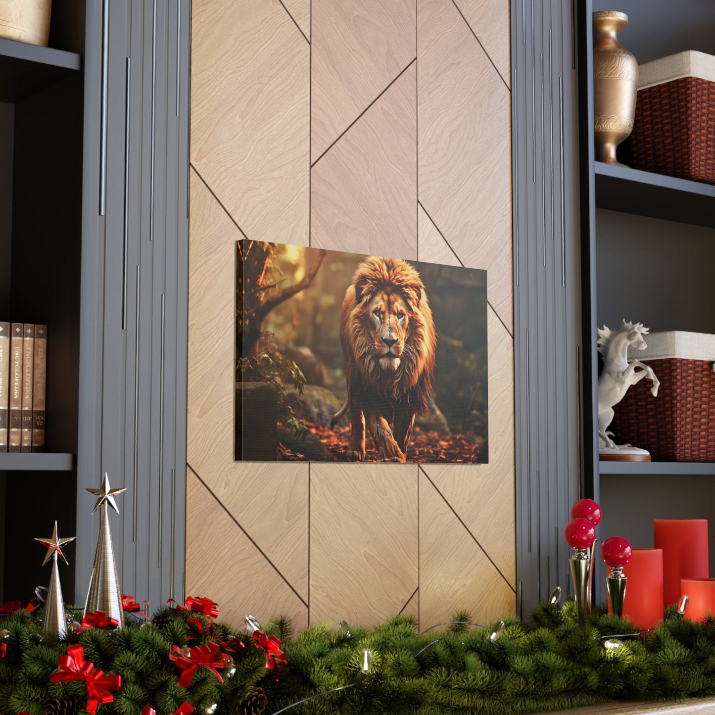 Wounded Lion In Nature Art Canvas Gallery Wraps Lion Print Large Canvas Art Animal Wall Art minimalist Wall Art Lover Gift