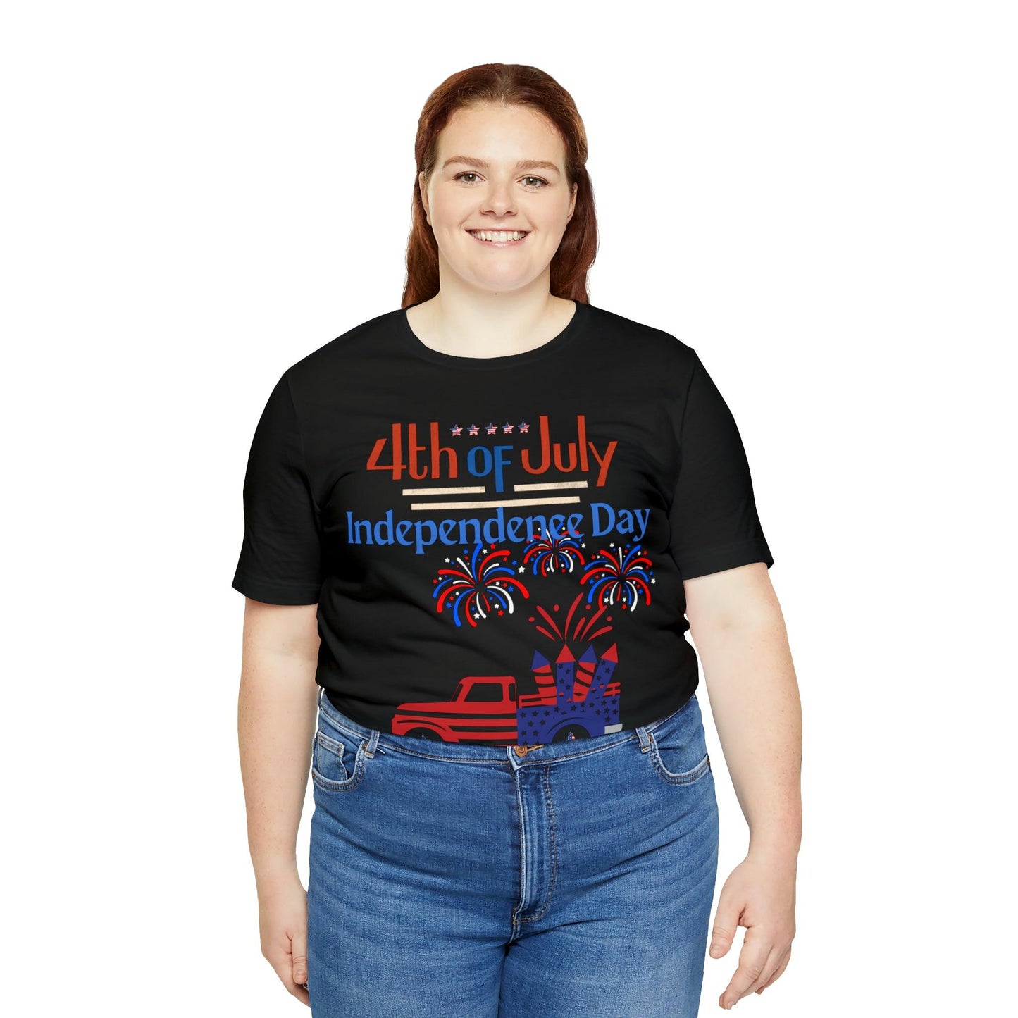 Celebrate Independence with our Patriotic Freedom Shirt! Men and Women's 4th of July Shirt featuring USA Flag, Fireworks, and Joyful Spirit!"