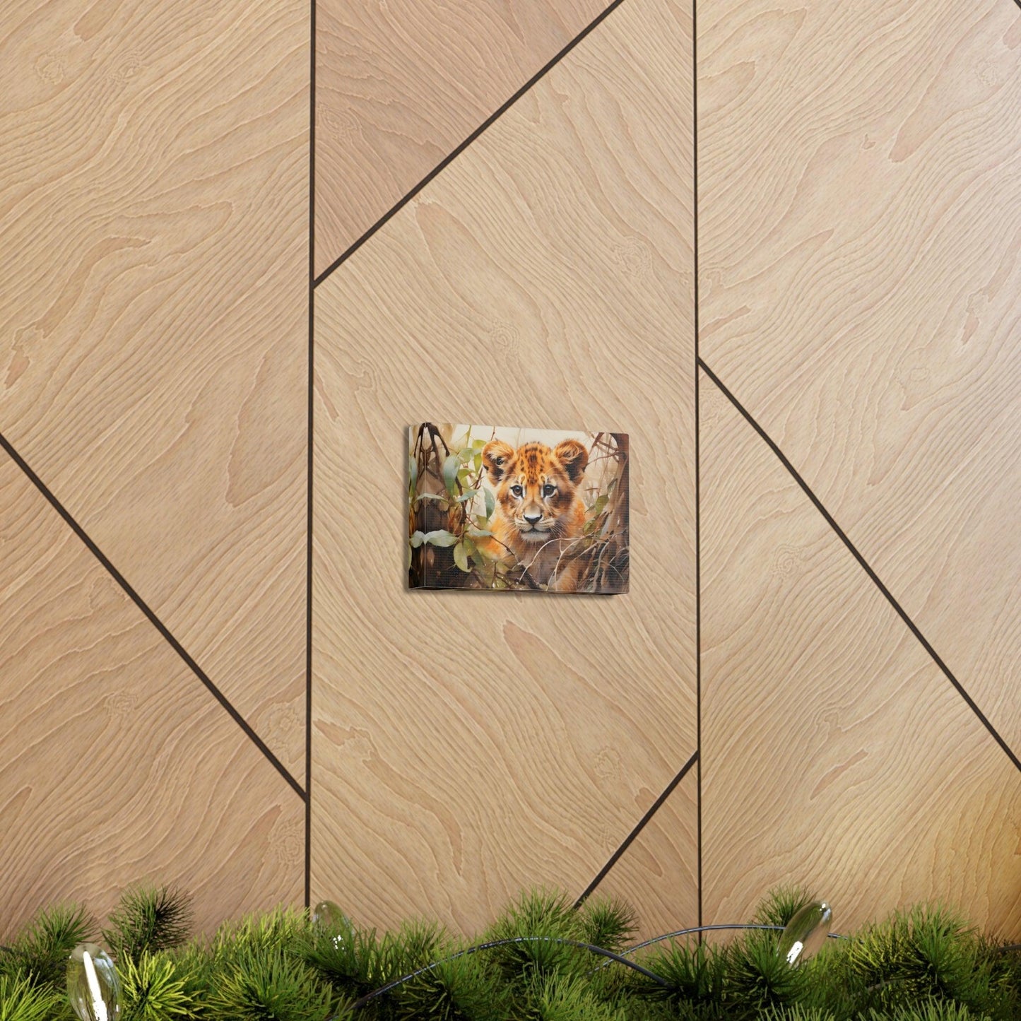 Watercolor Baby Lion In Nature Art Canvas Gallery Wraps Baby Lion Print Large Canvas Art Animal Wall Art minimalist Wall Art Lover Gift - Giftsmojo
