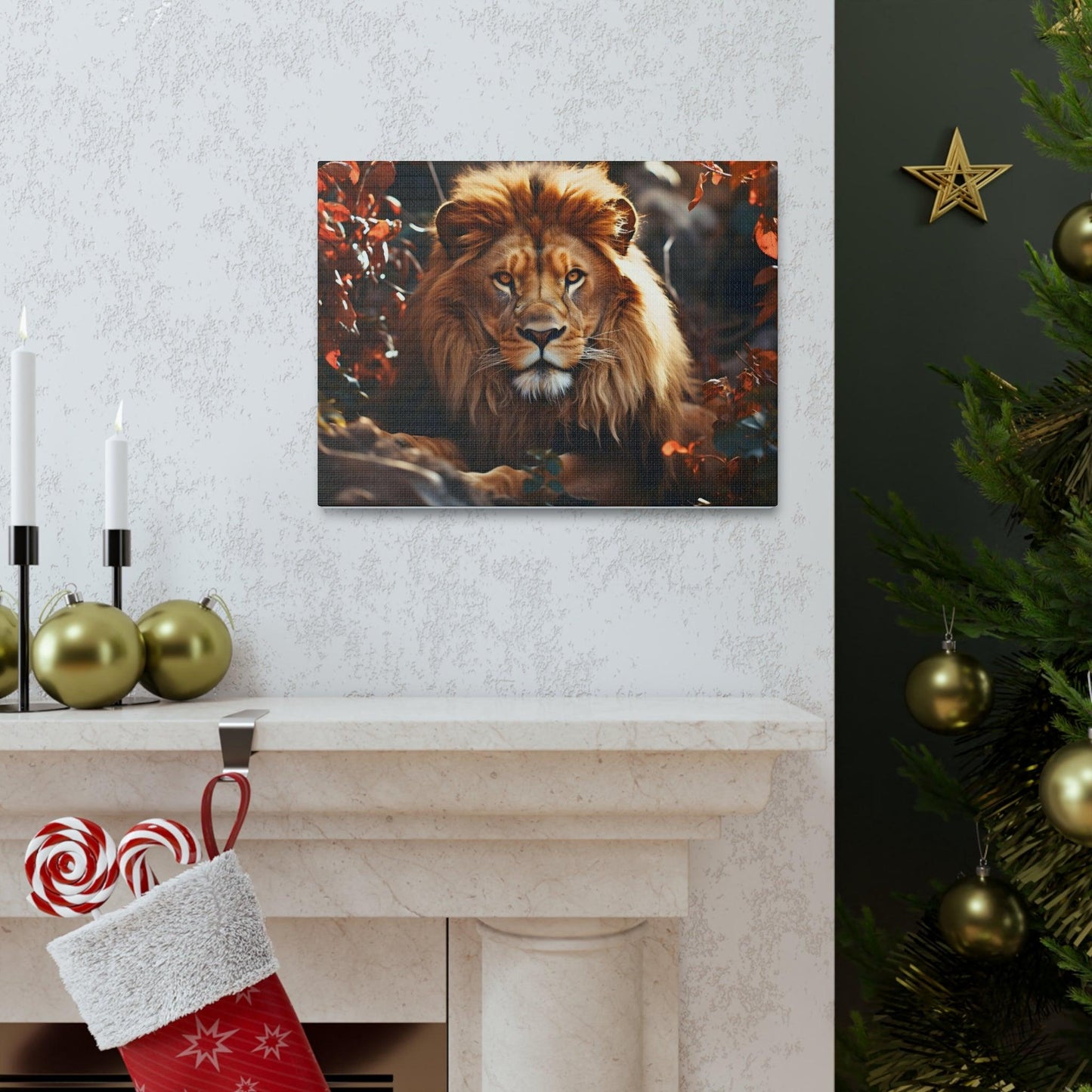 Lion In Nature Art Canvas Gallery Wraps Lion Print Large Canvas Art Animal Wall Art minimalist Wall Art Lover Gift