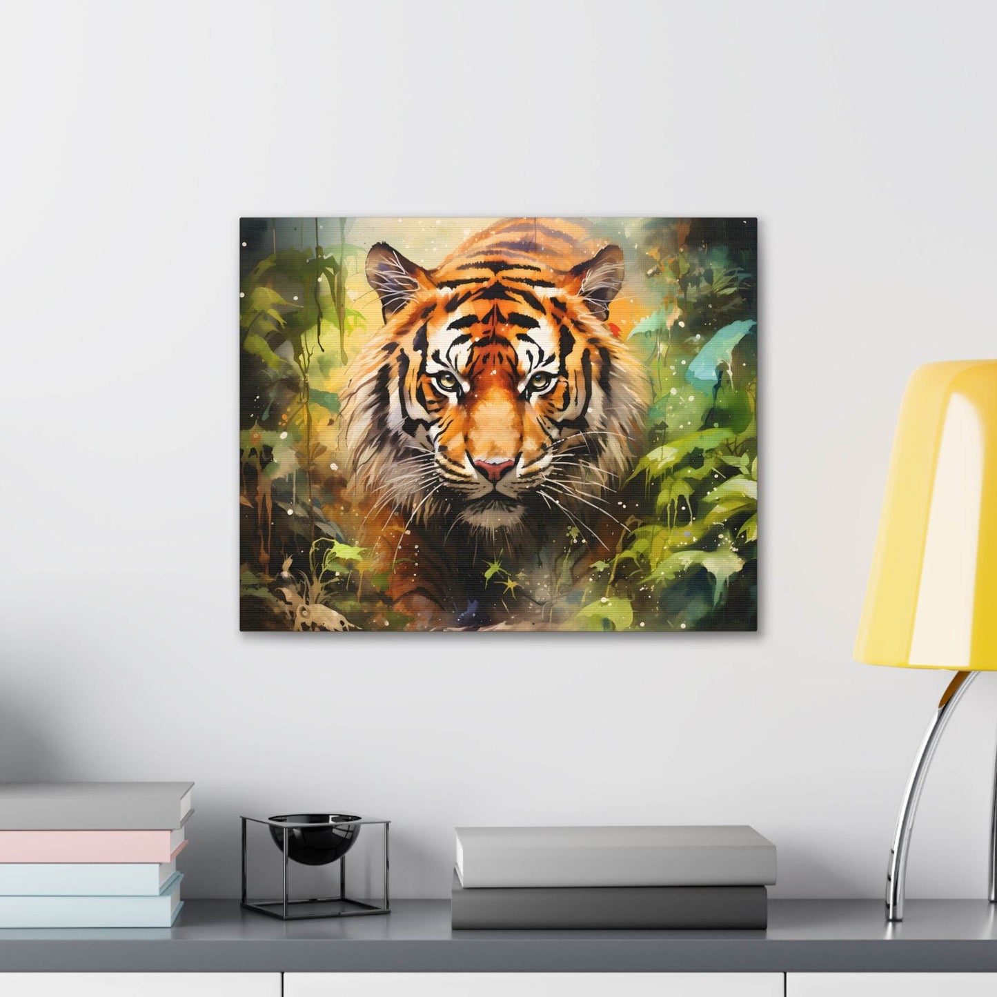 Watercolor Tiger In Nature Art Canvas Gallery Wraps Tiger Print Large Canvas Art Animal Wall Art minimalist Wall Art Lover Gift - Giftsmojo