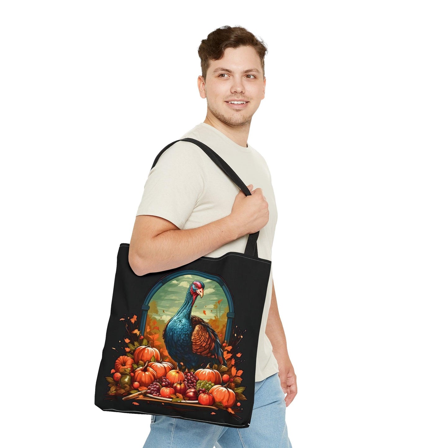Happy Thanksgiving Bag Fall Bag Turkey Bag Pumpkin Tote Bag Cute Market Bag - Aesthetic Bag, Thanksgiving Gift, Mom Bag Canvas Bag