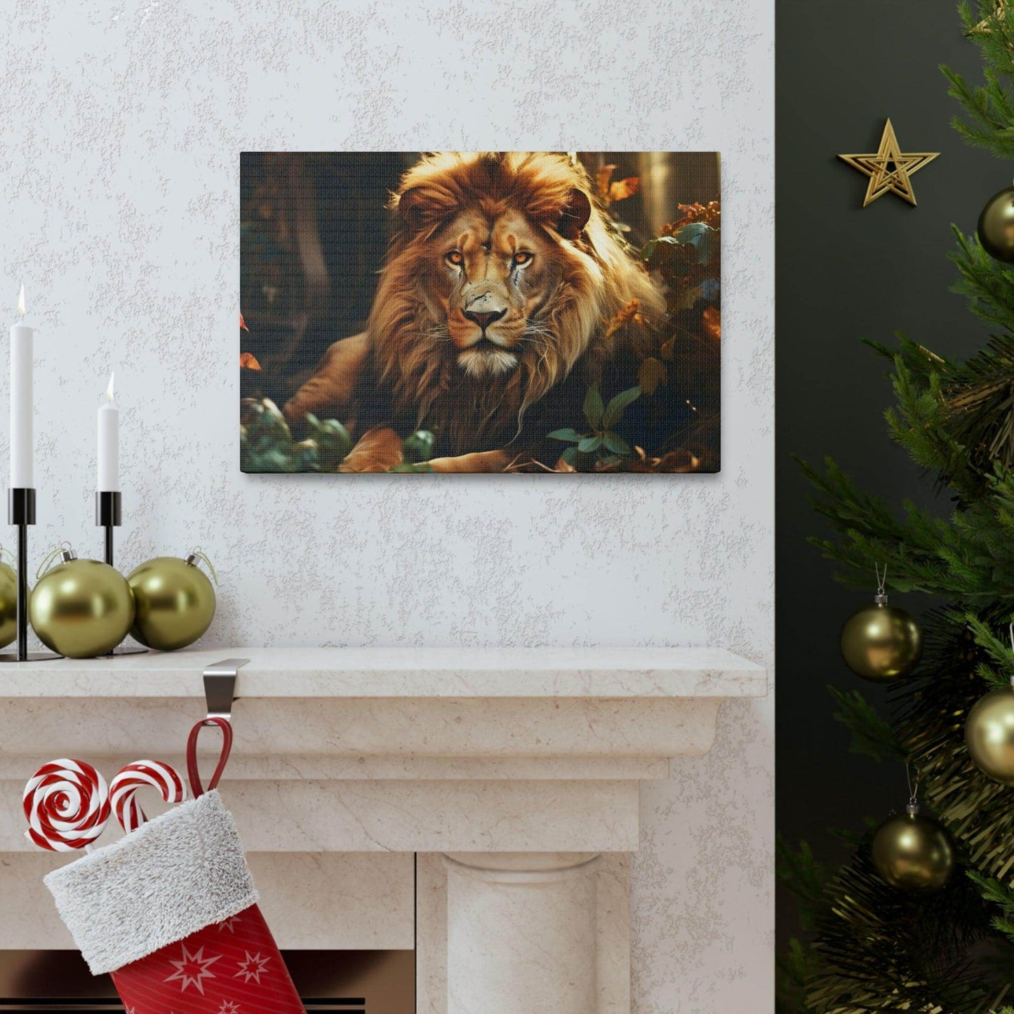Lion In Nature Art Canvas Gallery Wraps Lion Print Large Canvas Art Animal Wall Art minimalist Wall Art Lover Gift - Giftsmojo