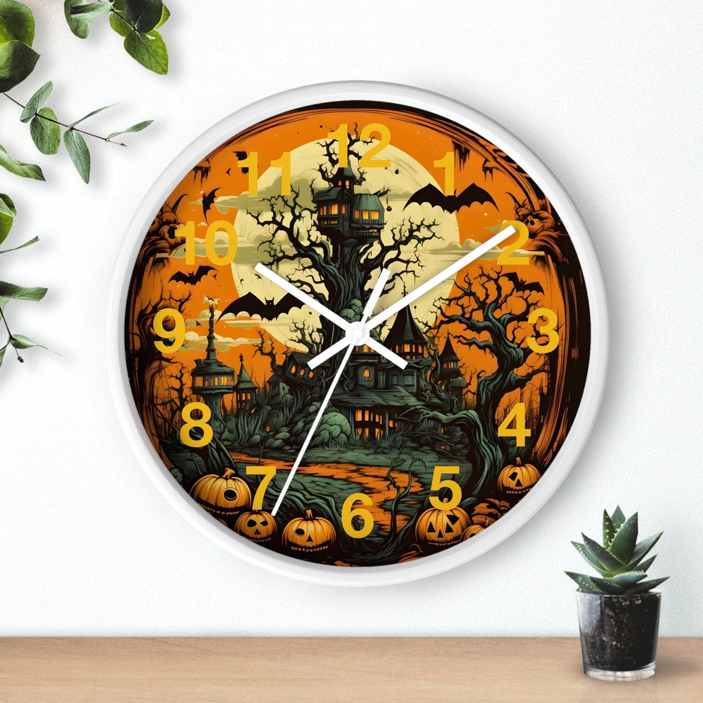 Halloween decor Halloween Ghost Wall Clock Halloween Wall Clocks Halloween Clock Fall Clock Halloween Decor - Giftsmojo