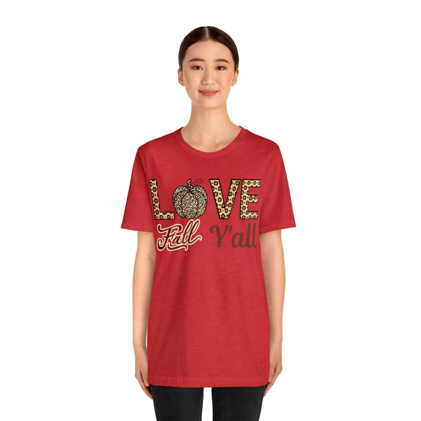 Leopard Print Love Fall Y'all Shirt, Pumpkin Shirt, Fall Shirt for Fall Lovers, Fall Gift - Giftsmojo