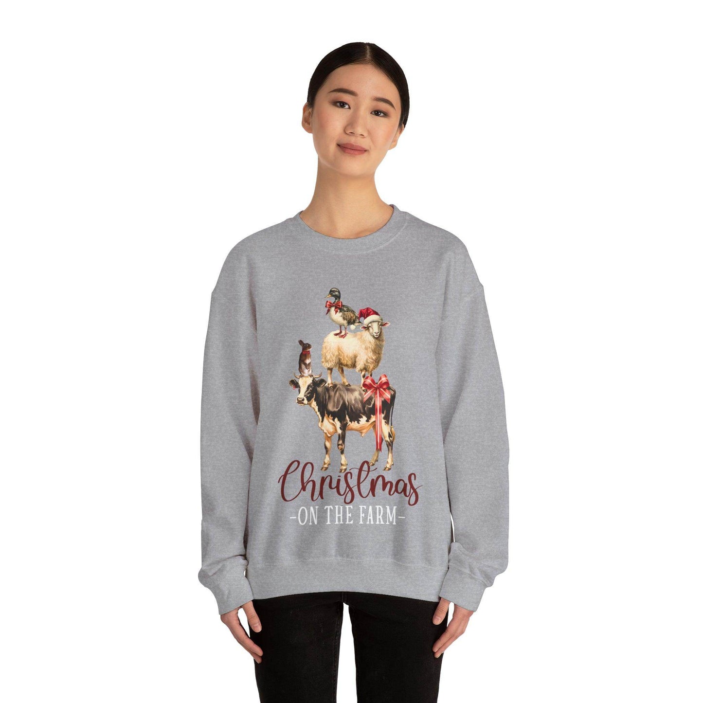 Farm Christmas Sweatshirt Christmas On The Farm Sweatshirt Christmas Sheep Sweatshirt Christmas Sweater Trendy Christmas Shirt - Giftsmojo