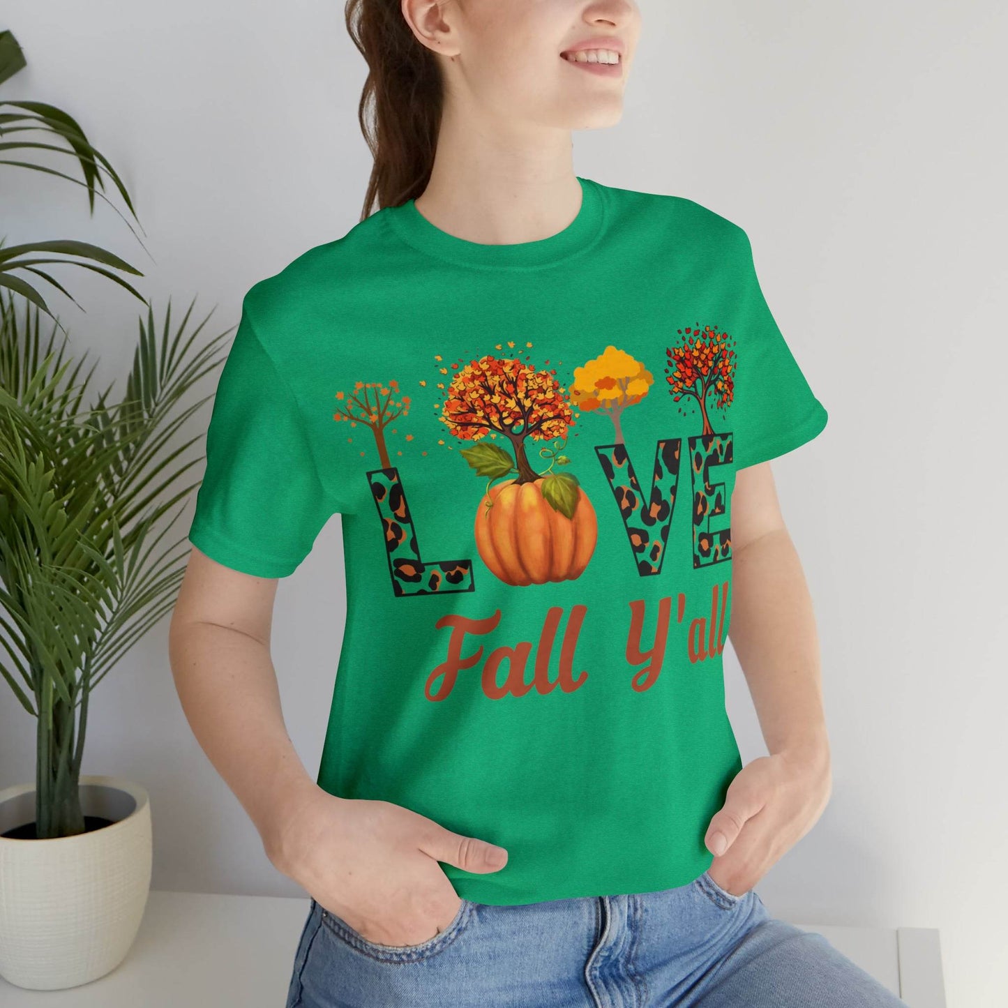 Leopard Print Love Fall Y'all, Fall shirt, Fall lover gift, Nature lover gift. - Giftsmojo