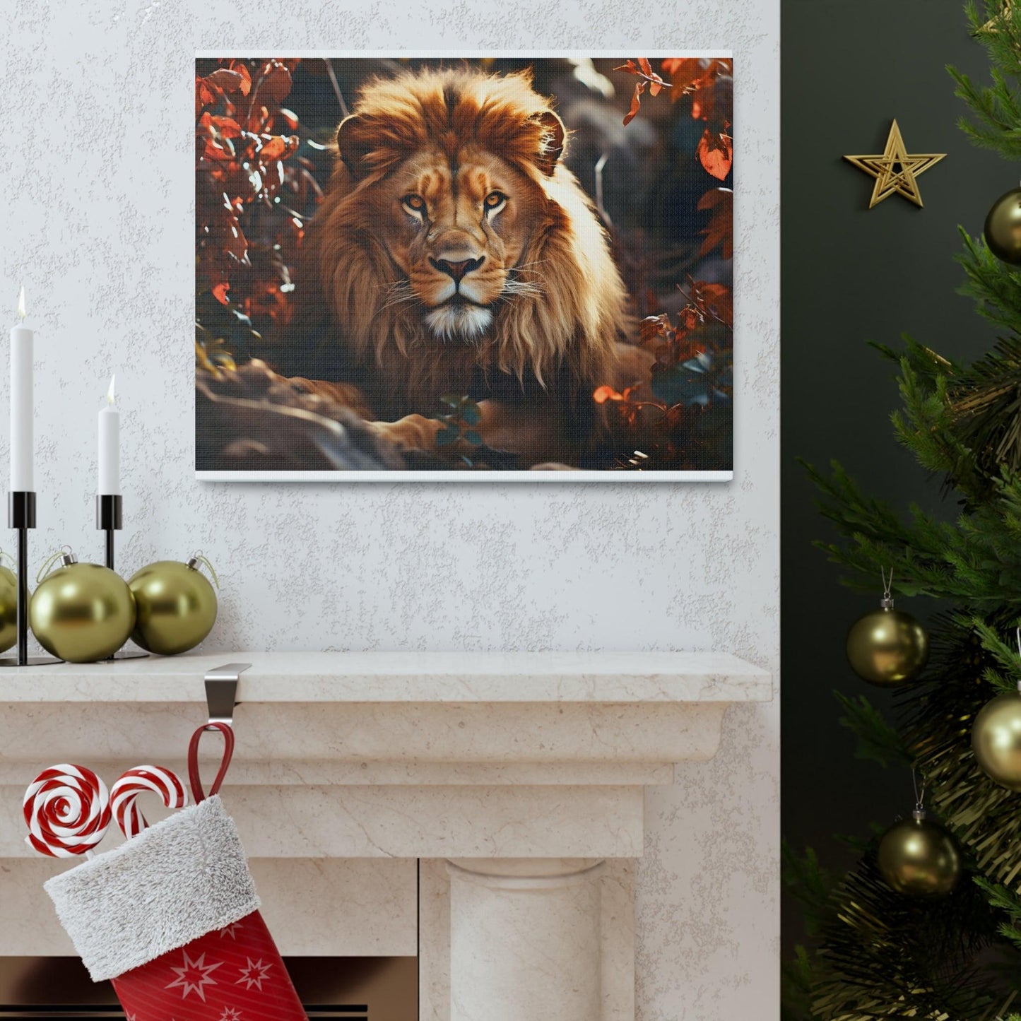 Lion In Nature Art Canvas Gallery Wraps Lion Print Large Canvas Art Animal Wall Art minimalist Wall Art Lover Gift