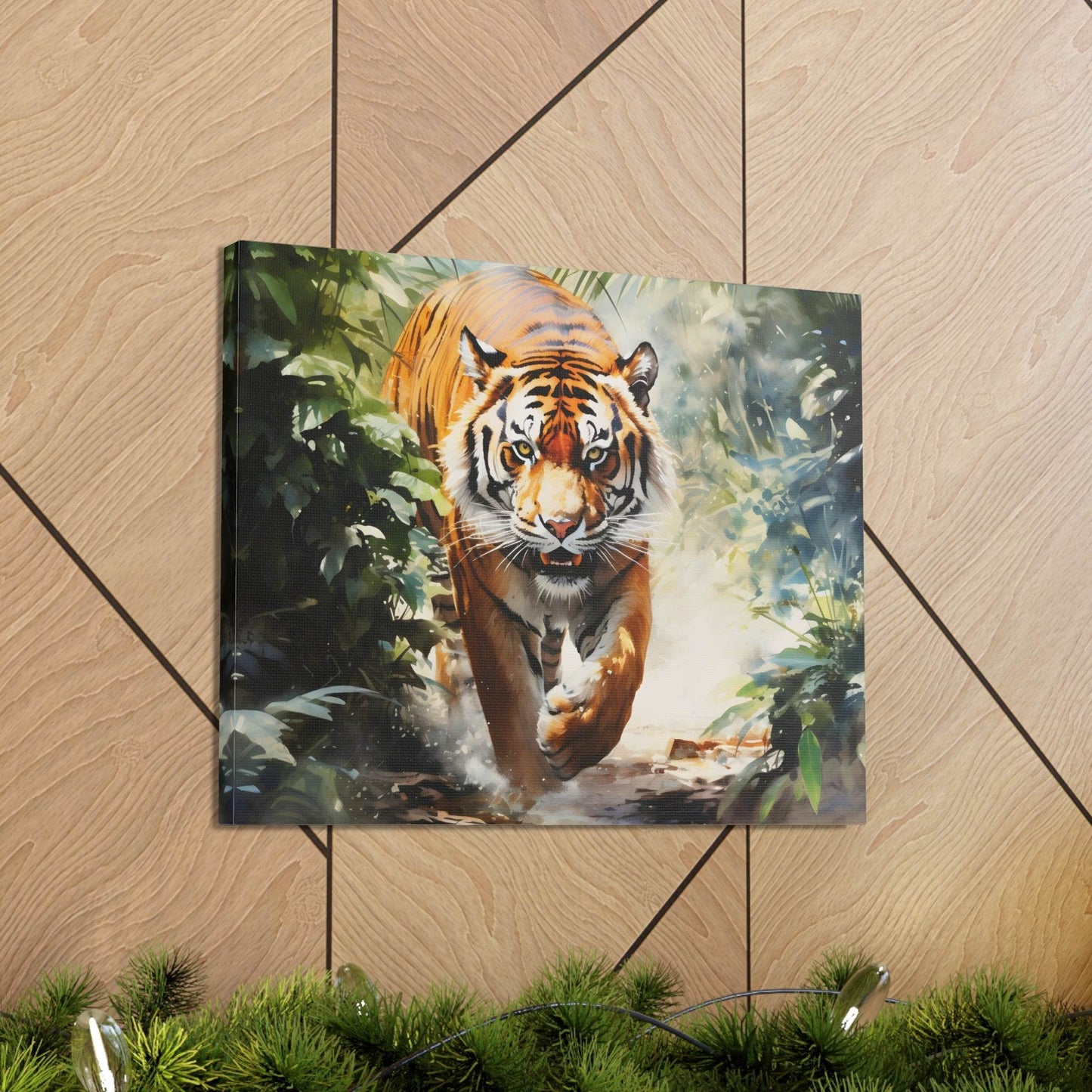Watercolor Tiger In Nature Art Canvas Gallery Wraps Tiger Print Large Canvas Art Animal Wall Art minimalist Wall Art Lover Gift - Giftsmojo