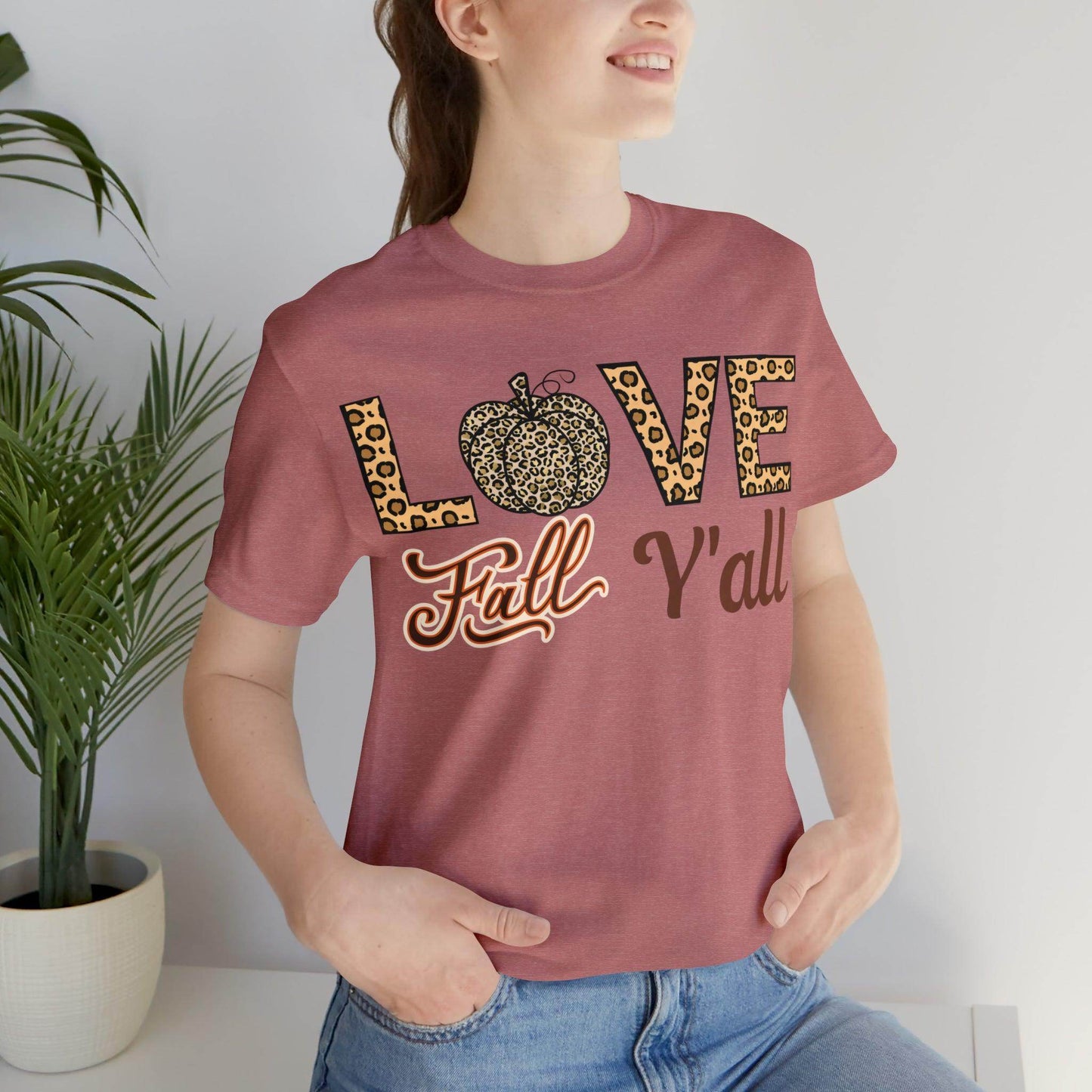 Leopard Print Love Fall Y'all Shirt, Pumpkin Shirt, Fall Shirt for Fall Lovers, Fall Gift - Giftsmojo