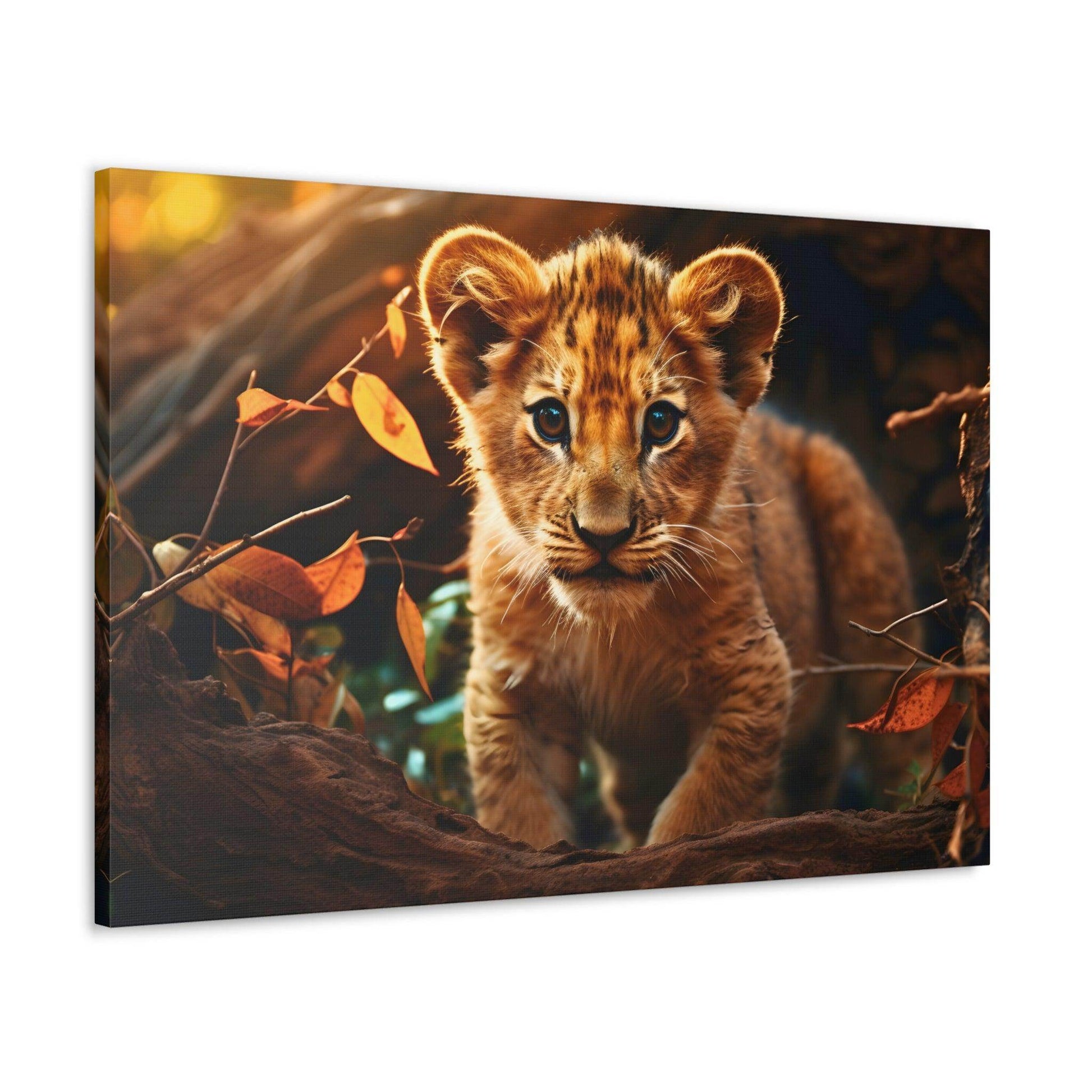 Baby Lion Cub Print Animal Nature Art Safari Nursery Canvas Gallery Wraps Baby Lion Print Large Canvas Art Animal Wall Art Lover Gift - Giftsmojo