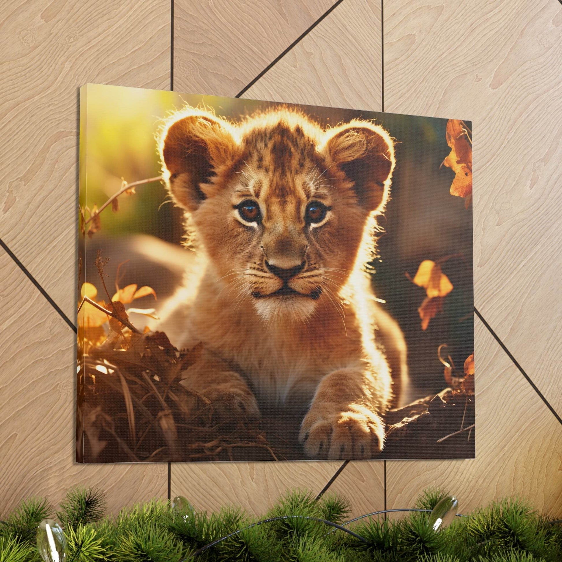 Baby Lion Cub Print Animal Nature Art Safari Nursery Canvas Gallery Wraps Baby Lion Print Large Canvas Art Animal Wall Art Lover Gift - Giftsmojo