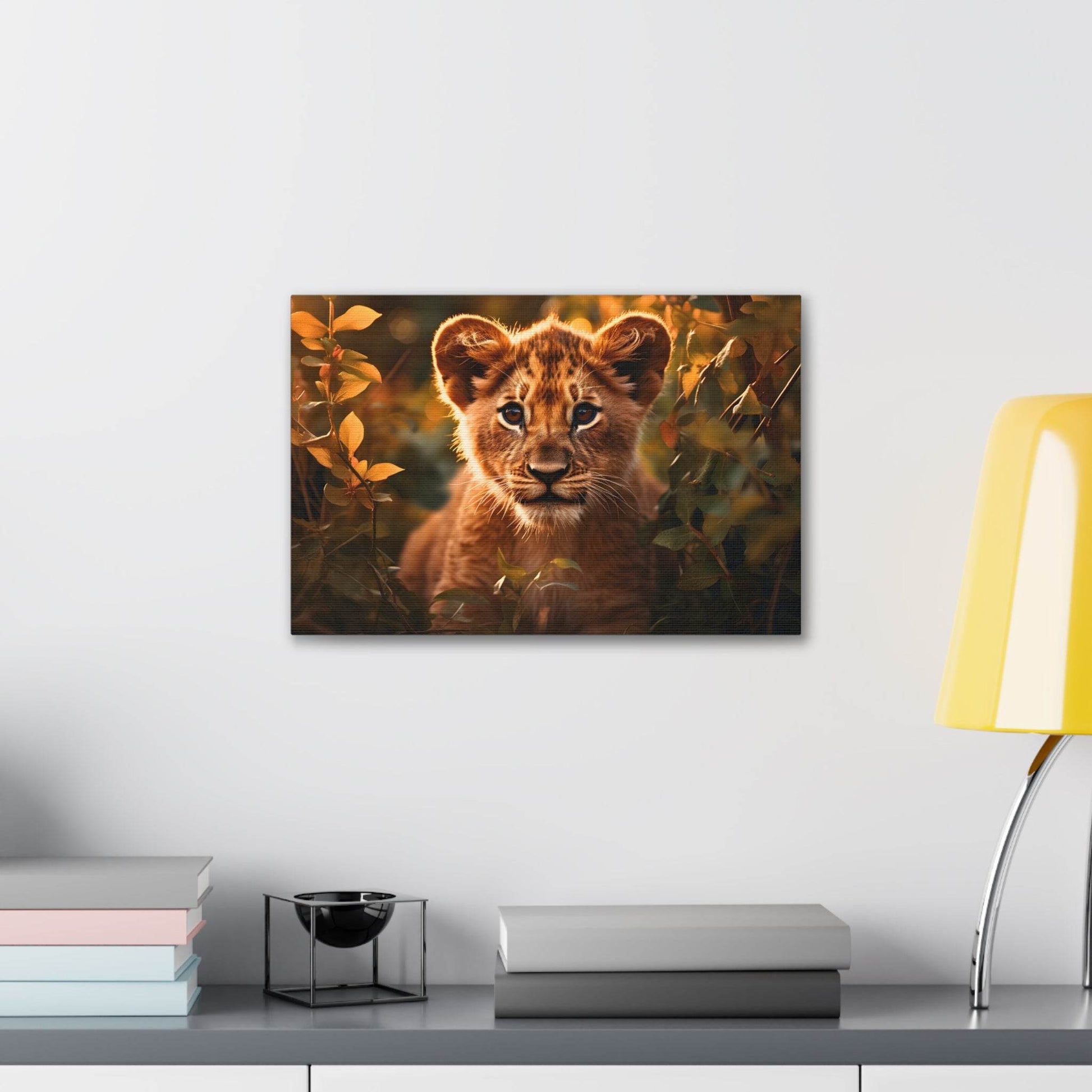 Baby Lion Cub Print Animal Nature Art Safari Nursery Canvas Gallery Wraps Baby Lion Print Large Canvas Art Animal Wall Art Lover Gift - Giftsmojo
