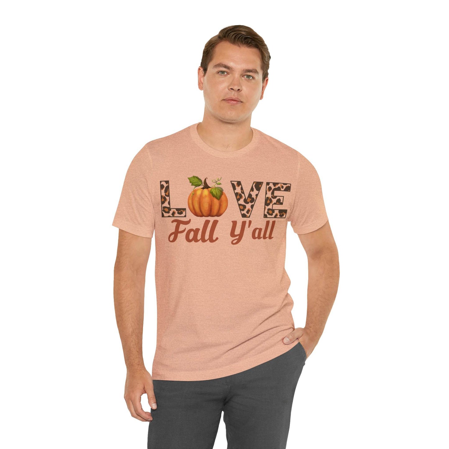 Leopard Print Love Fall Y'all Shirt, Pumpkin Shirt, Fall Shirt for Fall Lover, Fall gift - Giftsmojo