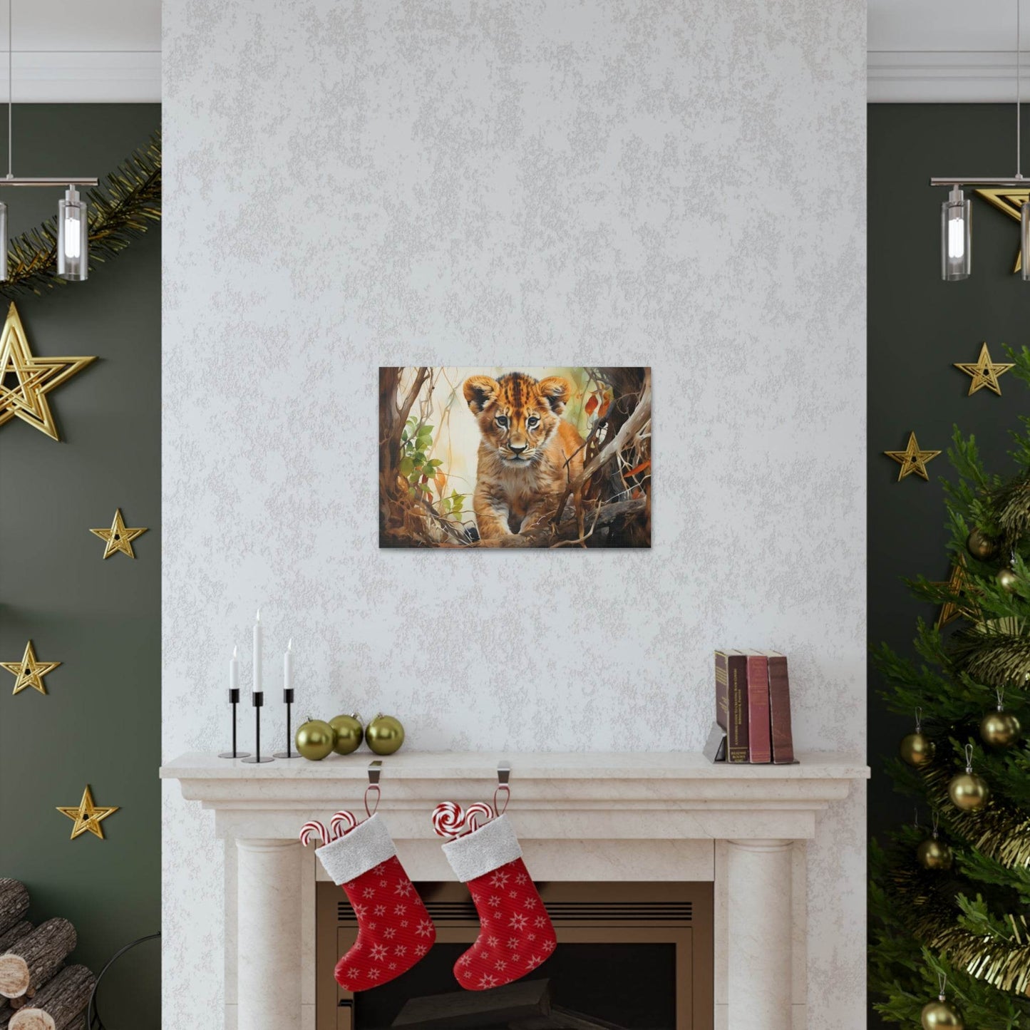 Watercolor Baby Lion In Nature Art Canvas Gallery Wraps Baby Lion Print Large Canvas Art Animal Wall Art minimalist Wall Art Lover Gift - Giftsmojo