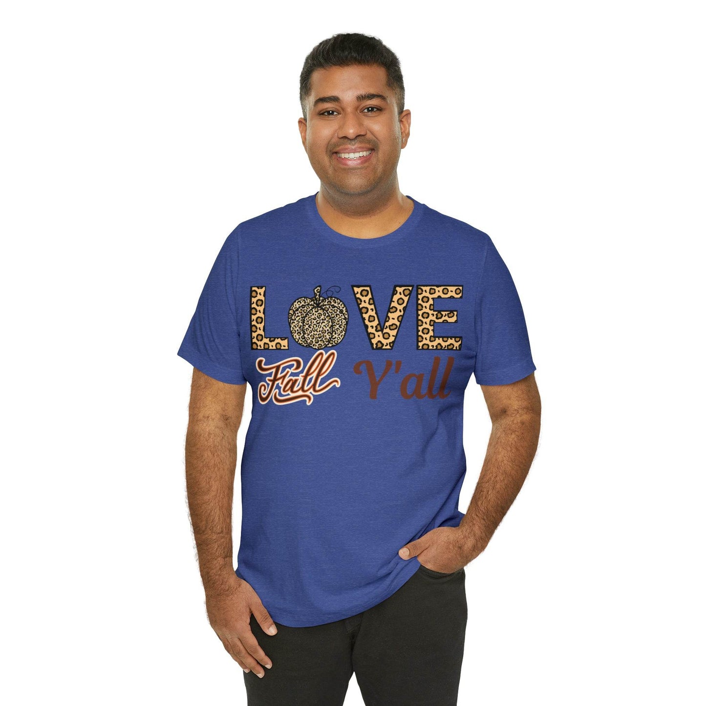 Leopard Print Love Fall Y'all Shirt, Pumpkin Shirt, Fall Shirt for Fall Lovers, Fall Gift - Giftsmojo