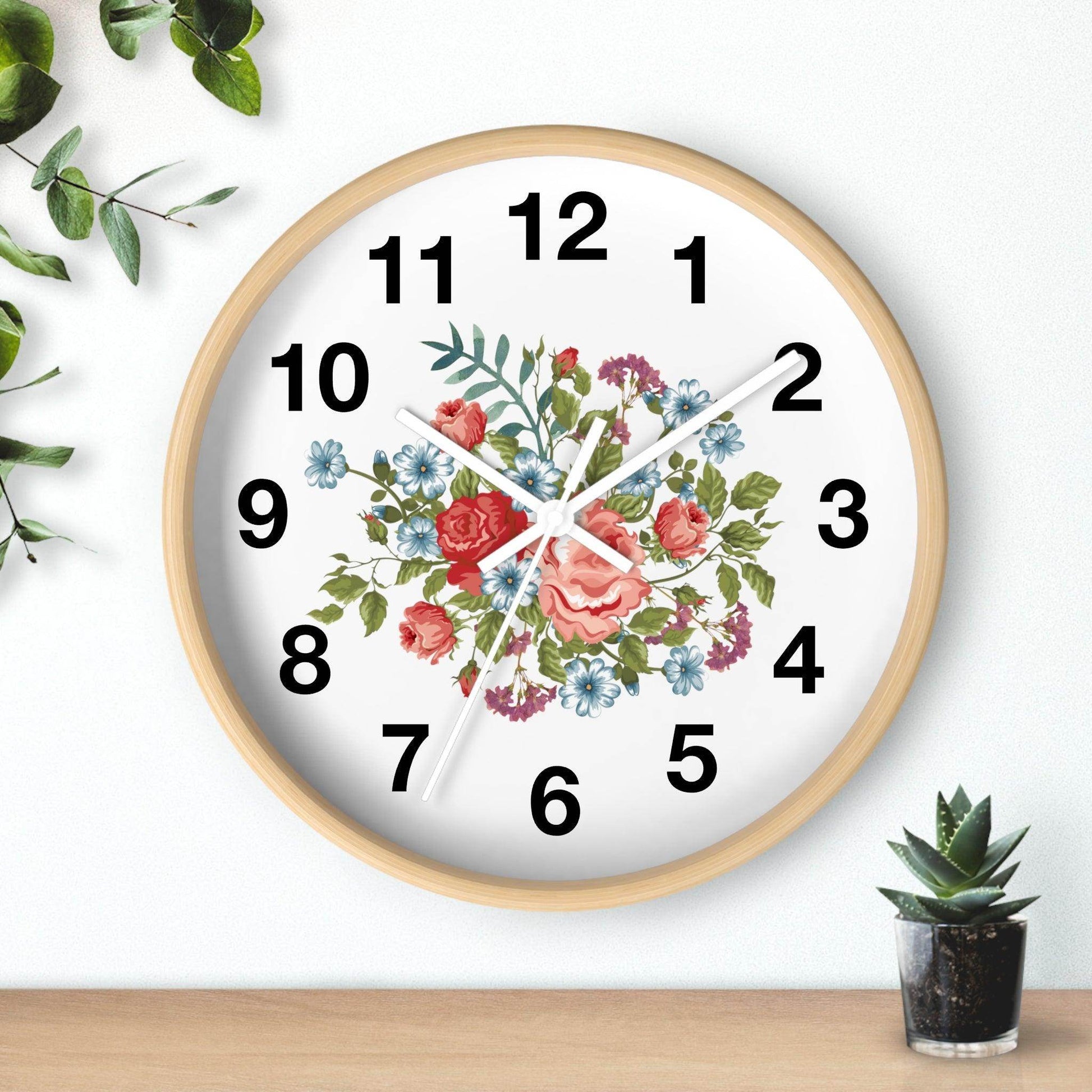 Flower Wall Clock Floral Wall Clock Home Decor Gift House Warming Gift- New Home Gift Mom Gift Farmhouse Clocks For Wall Living Room Bedroom - Giftsmojo