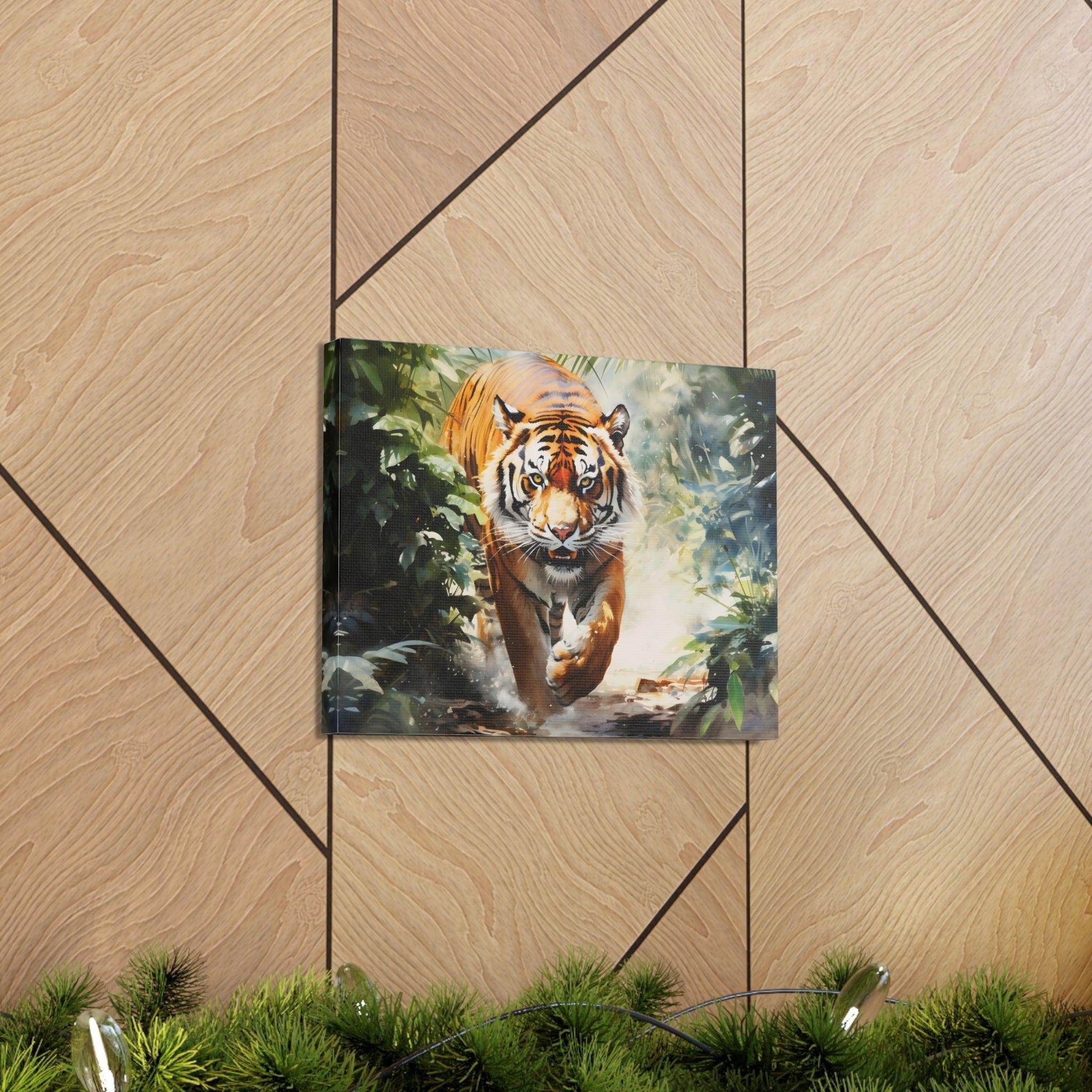 Watercolor Tiger In Nature Art Canvas Gallery Wraps Tiger Print Large Canvas Art Animal Wall Art minimalist Wall Art Lover Gift - Giftsmojo