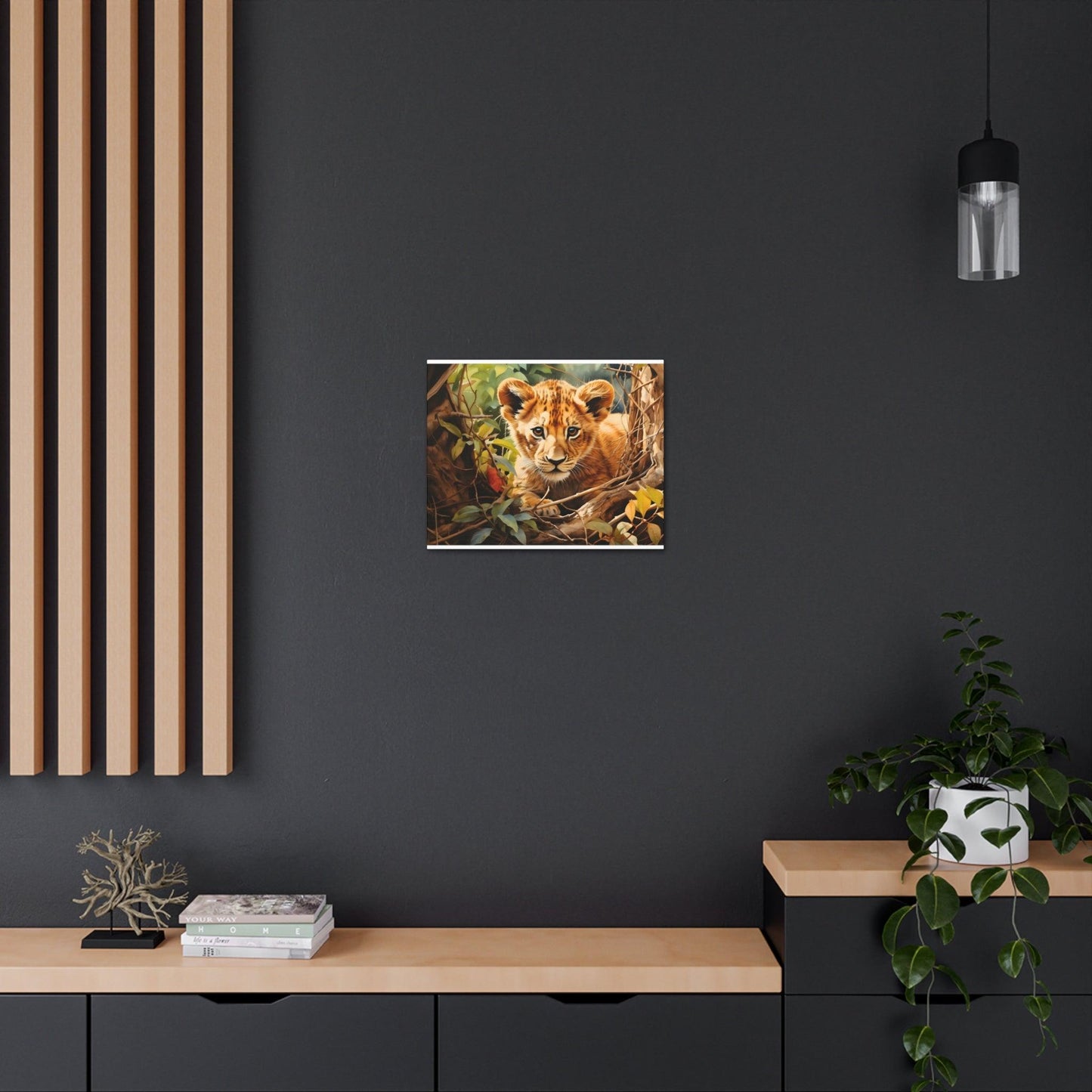 Watercolor Baby Lion In Nature Art Canvas Gallery Wraps Baby Lion Print Large Canvas Art Animal Wall Art minimalist Wall Art Lover Gift