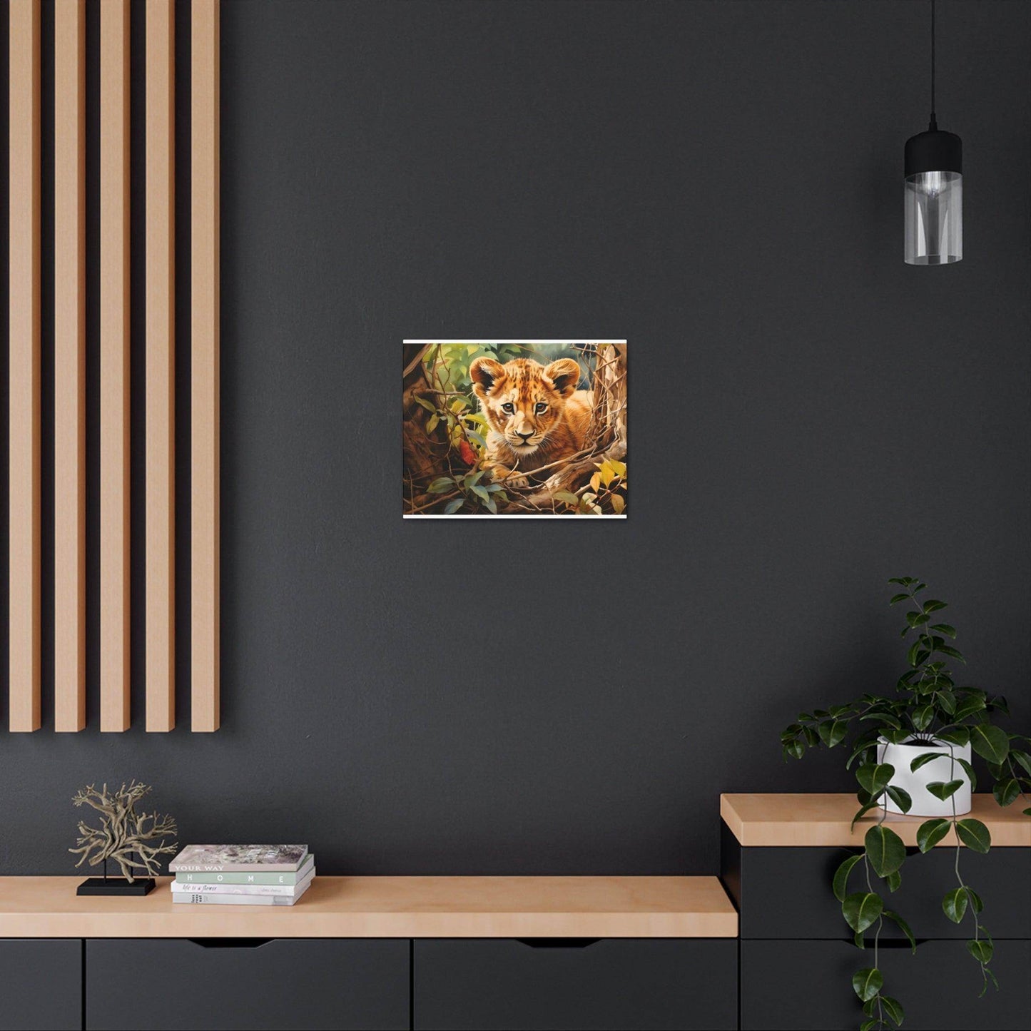 Watercolor Baby Lion In Nature Art Canvas Gallery Wraps Baby Lion Print Large Canvas Art Animal Wall Art minimalist Wall Art Lover Gift - Giftsmojo