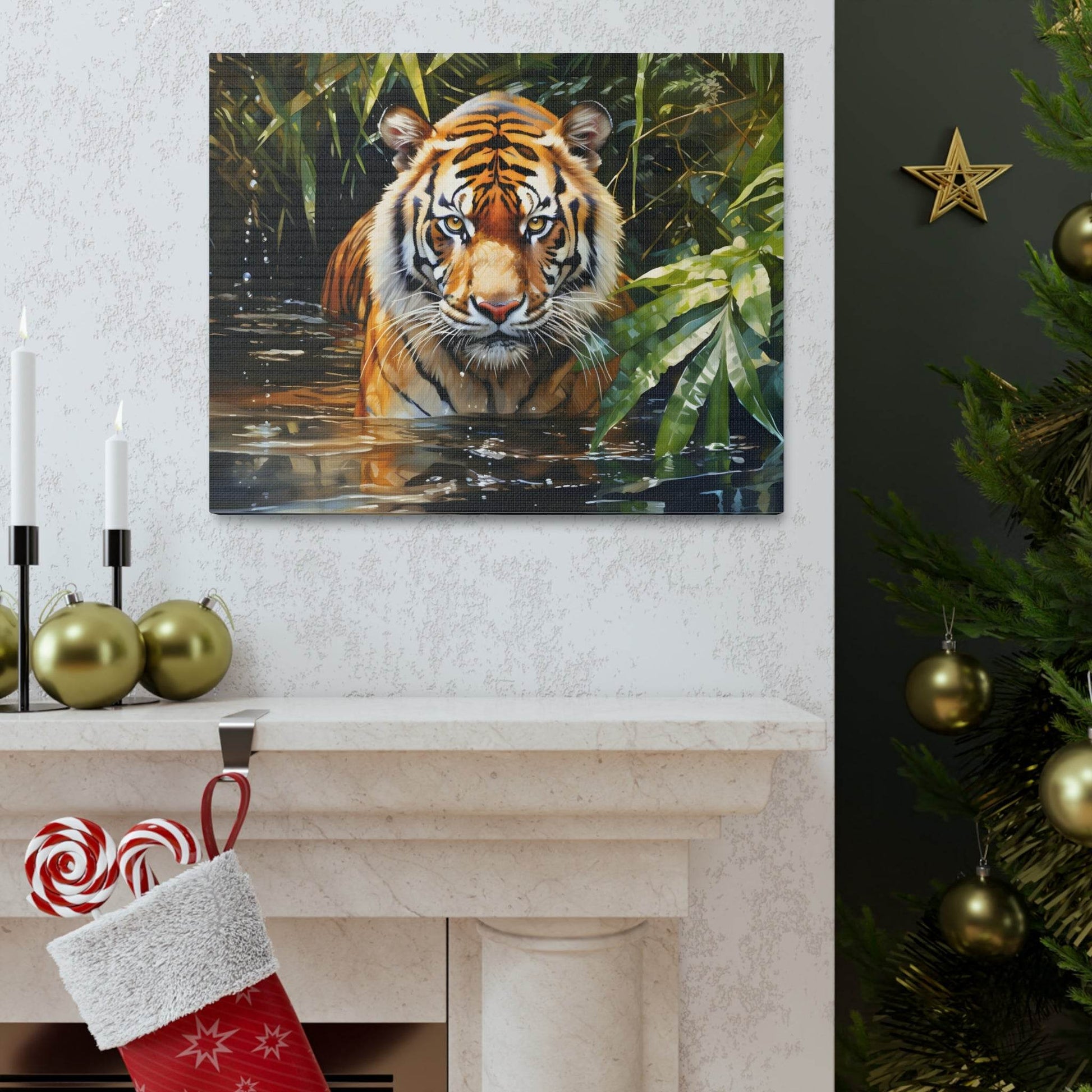 Watercolor Tiger In Nature Art Canvas Gallery Wraps Tiger Print Large Canvas Art Animal Wall Art minimalist Wall Art Lover Gift - Giftsmojo
