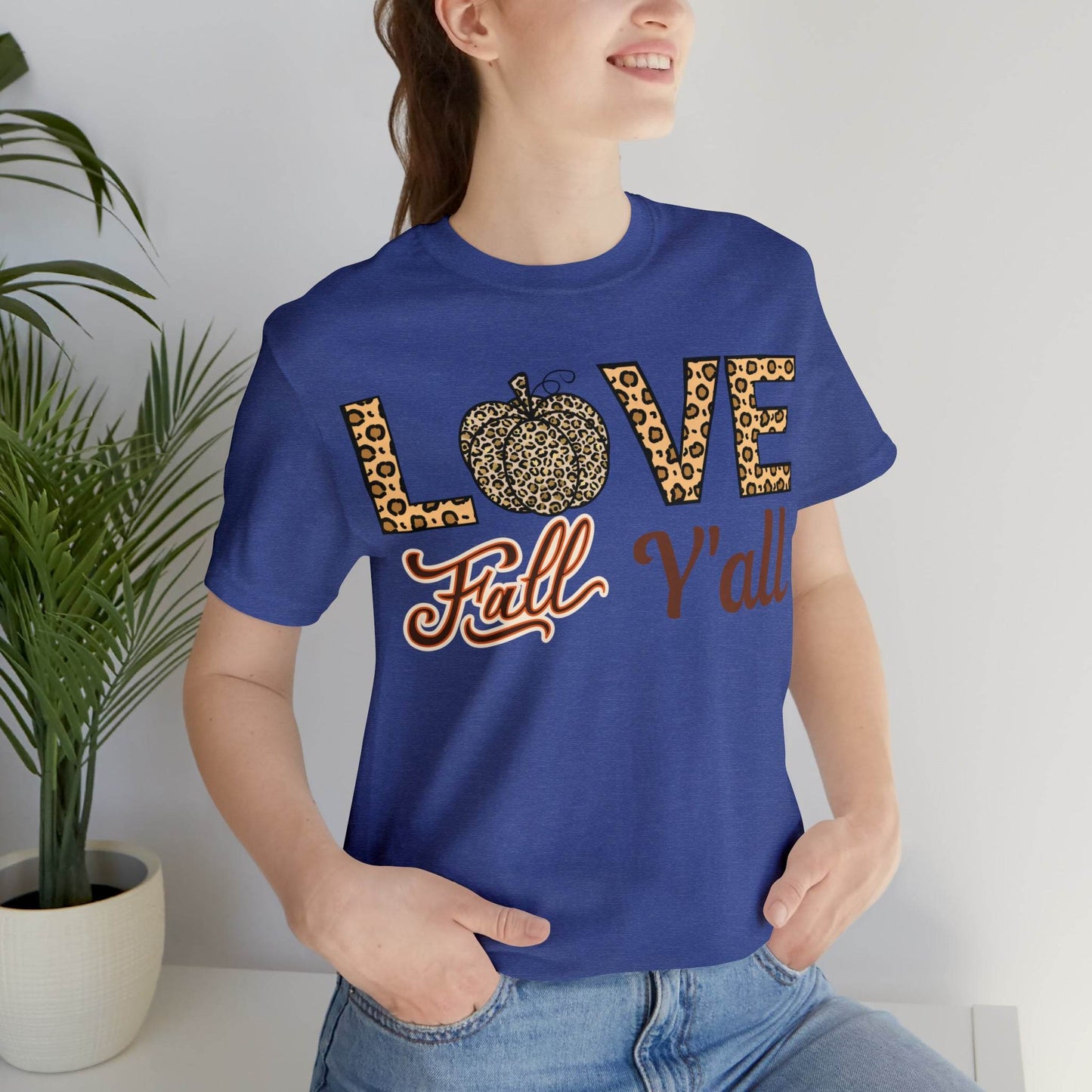 Leopard Print Love Fall Y'all Shirt, Pumpkin Shirt, Fall Shirt for Fall Lovers, Fall Gift - Giftsmojo