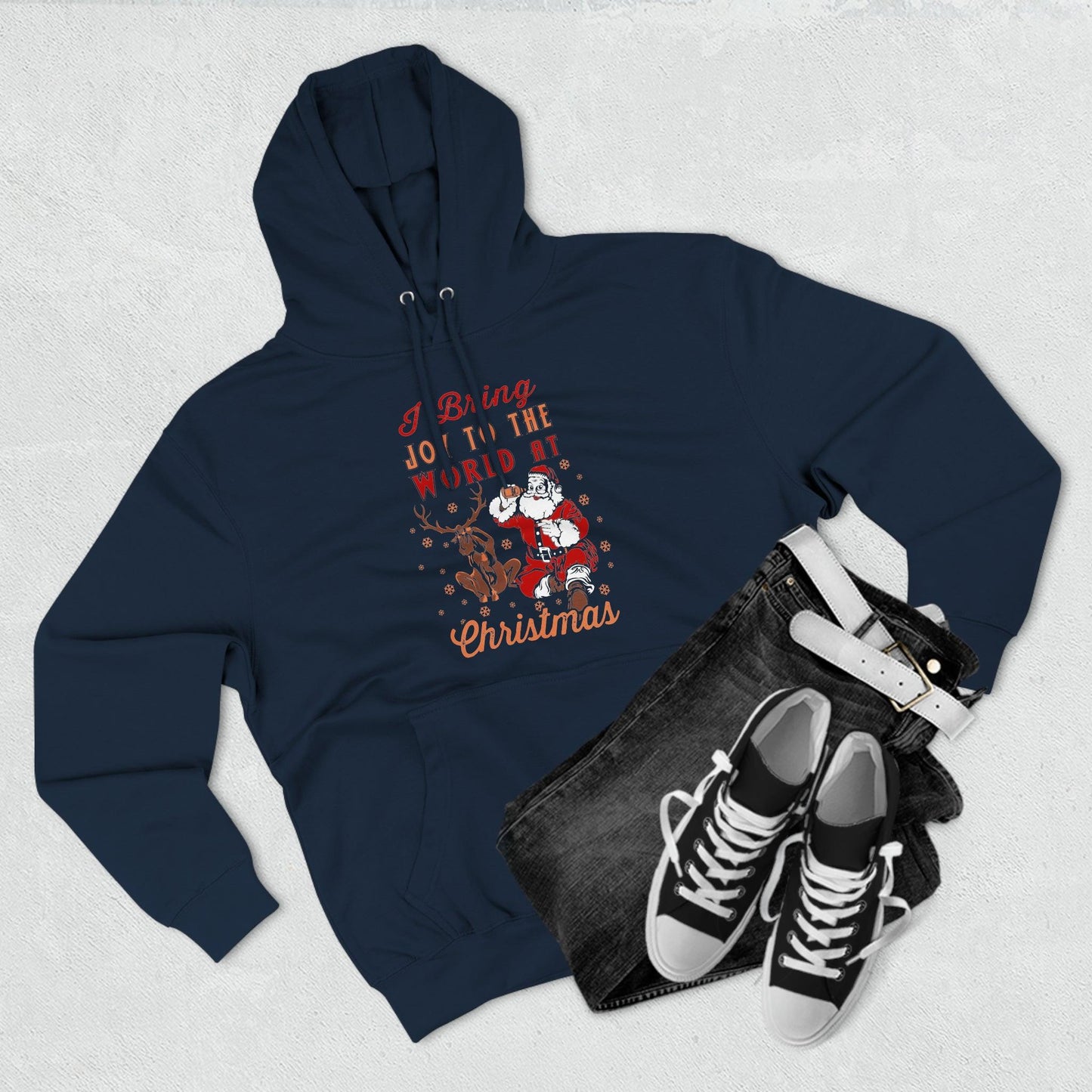 I bring Joy to the World at Christmas Unisex Premium Pullover Hoodie - Giftsmojo