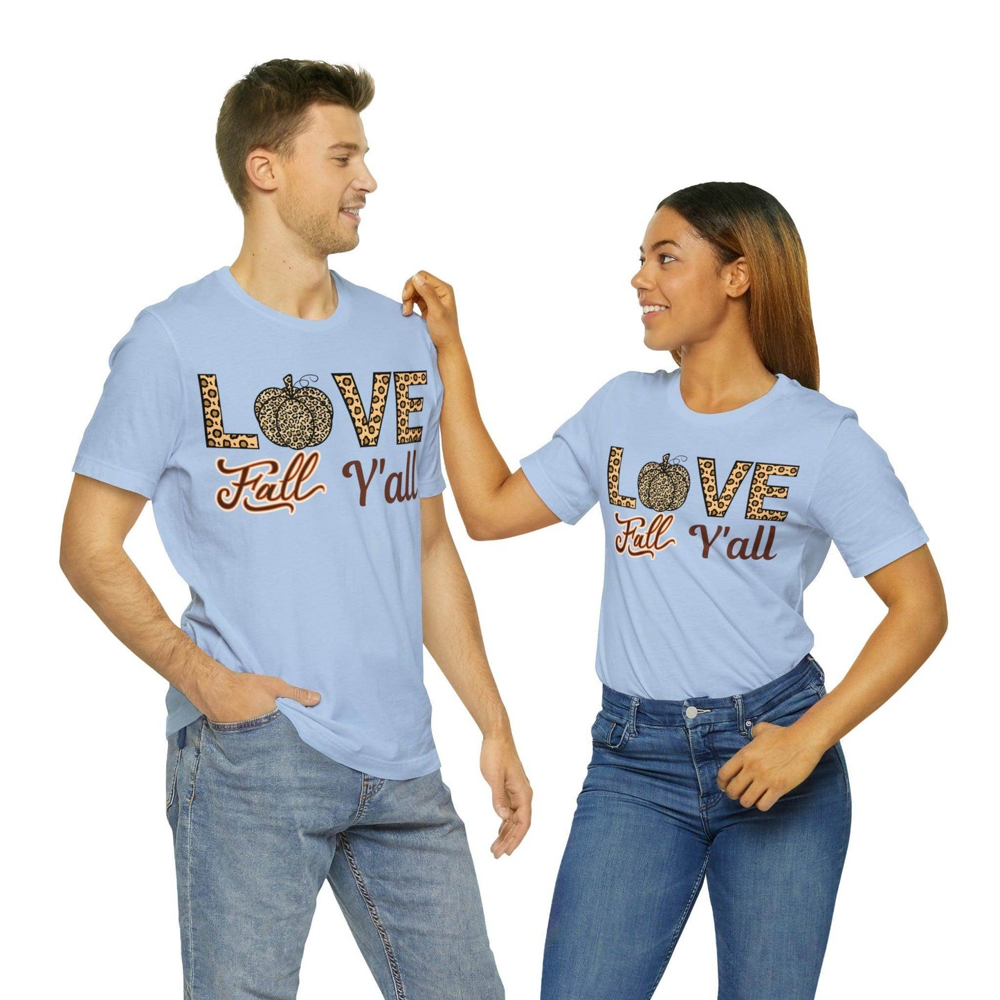 Leopard Print Love Fall Y'all Shirt, Pumpkin Shirt, Fall Shirt for Fall Lovers, Fall Gift - Giftsmojo