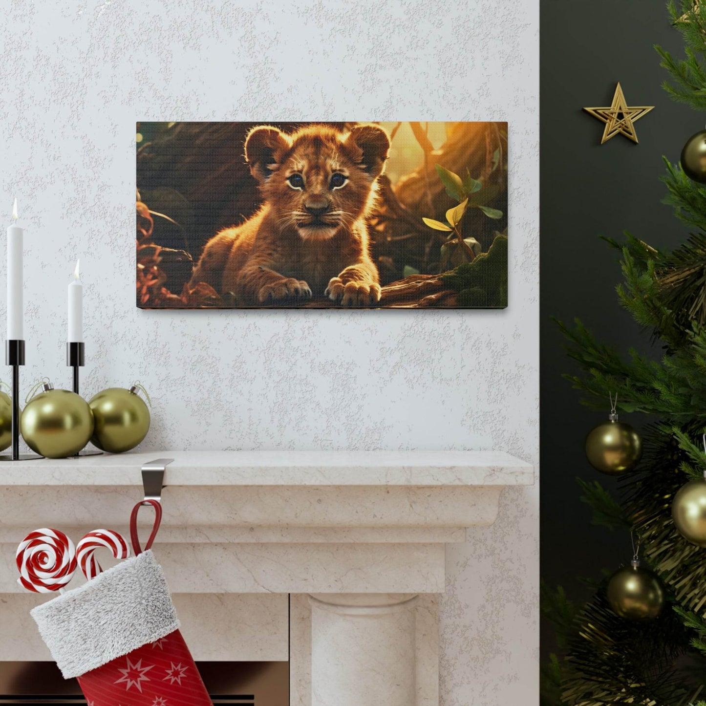 Baby Lion Cub Print Animal Nature Art Safari Nursery Canvas Gallery Wraps Baby Lion Print Large Canvas Art Animal Wall Art Lover Gift - Giftsmojo